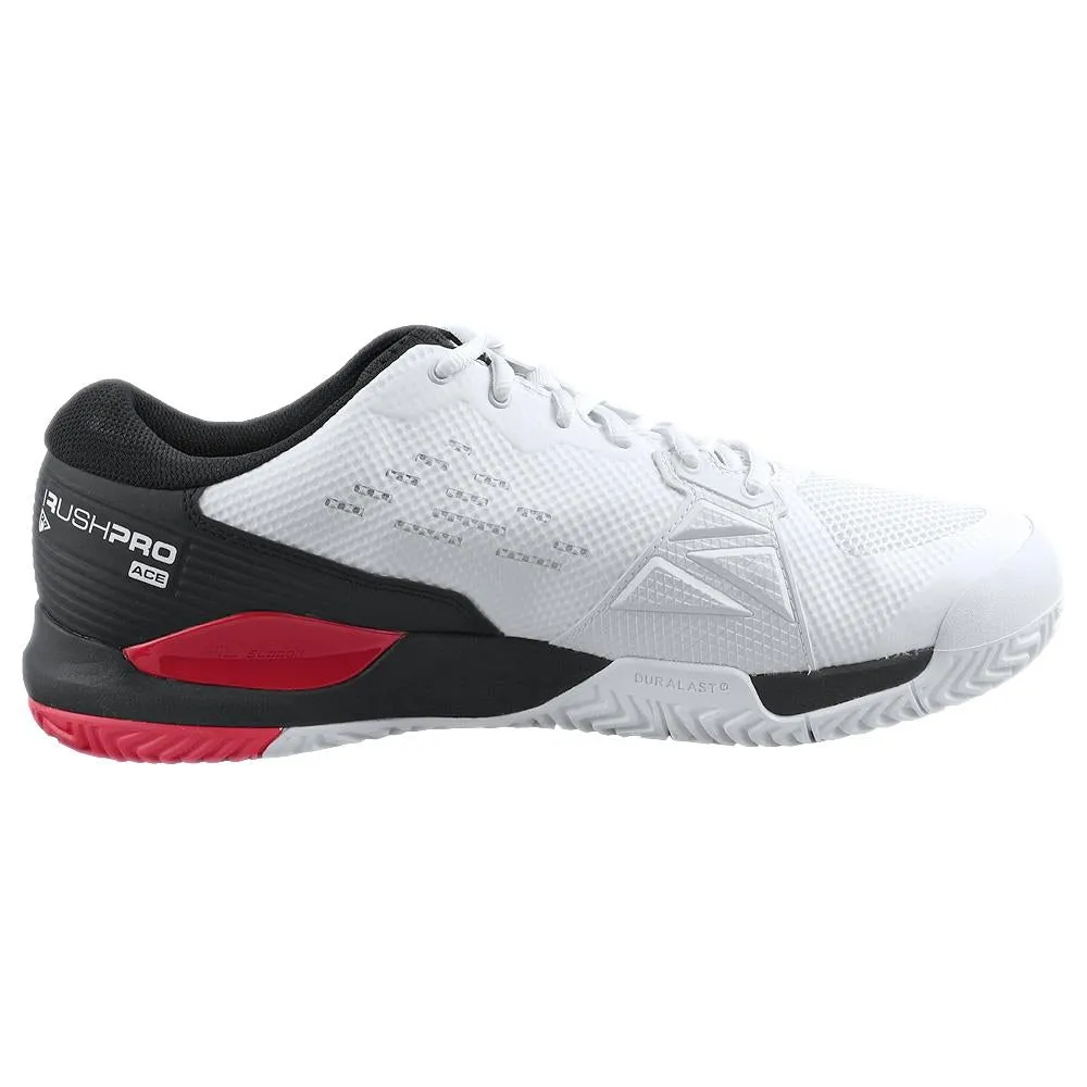 Wilson Men's Rush Pro Ace - White/Poppy Red Anti   Slip Feature