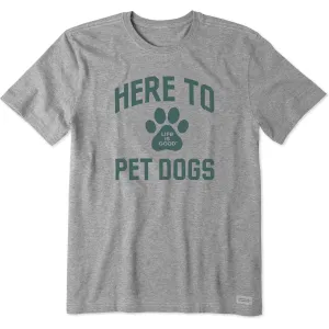 Relaxed fit style Microfiber Blend Men's Here to Pet Dogs Short Sleeve Tee