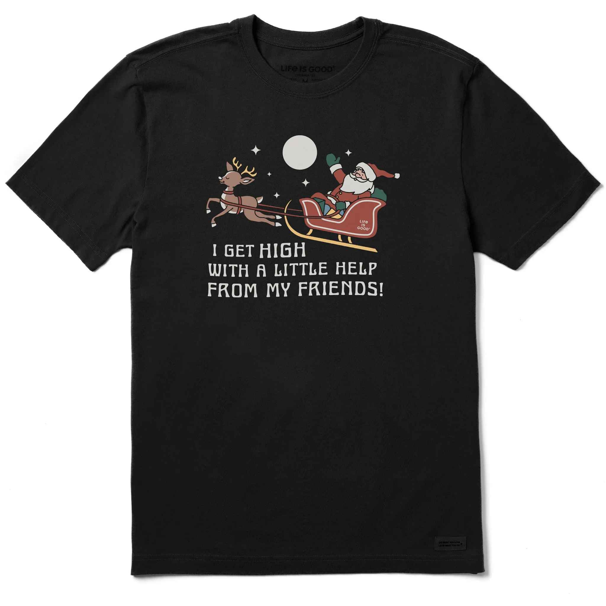 Men's Santa Get High with Friends Short Sleeve Crusher Tee Vibrant Colors
