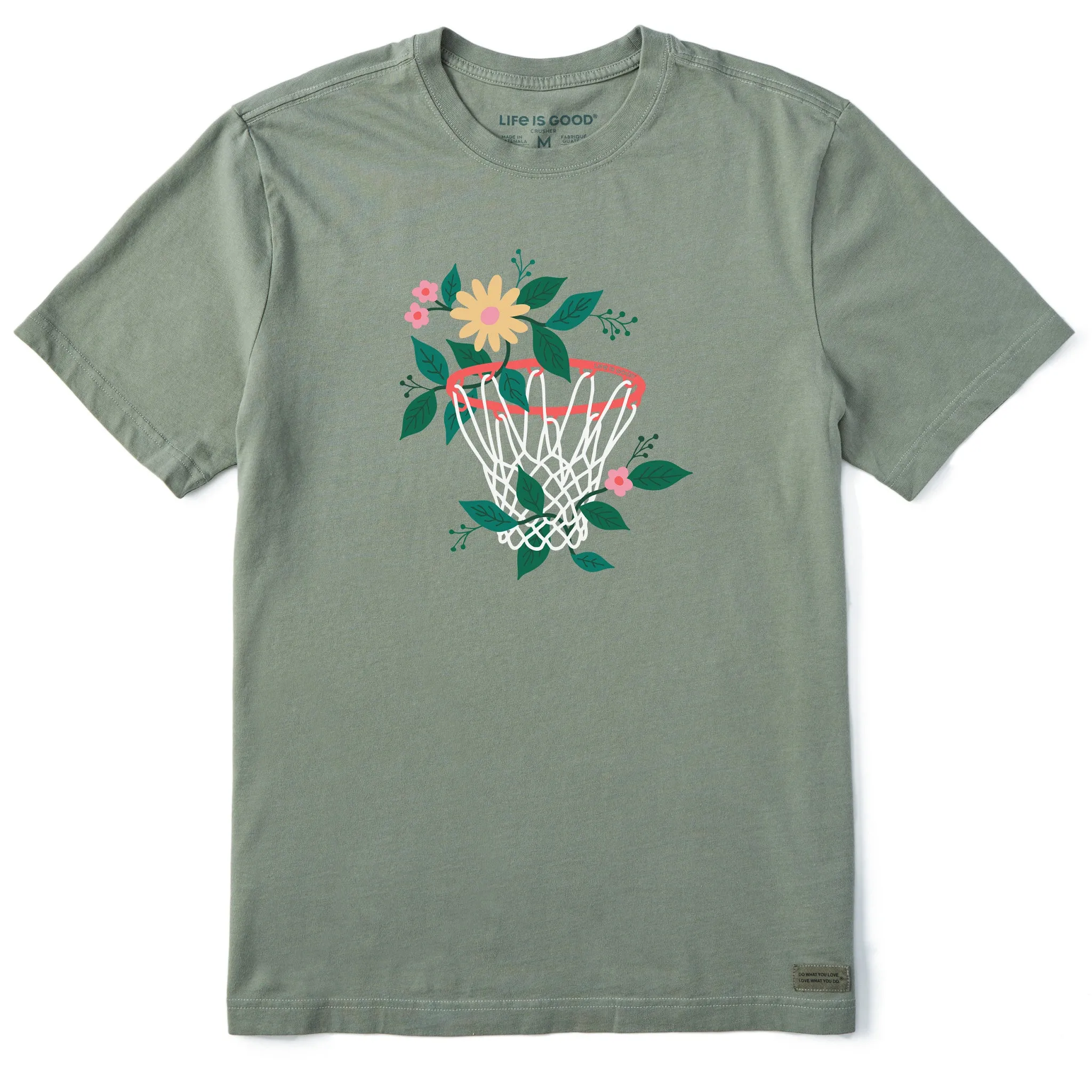 Lightweight Look Men's Floral Basketball Short Sleeve Crusher Tee