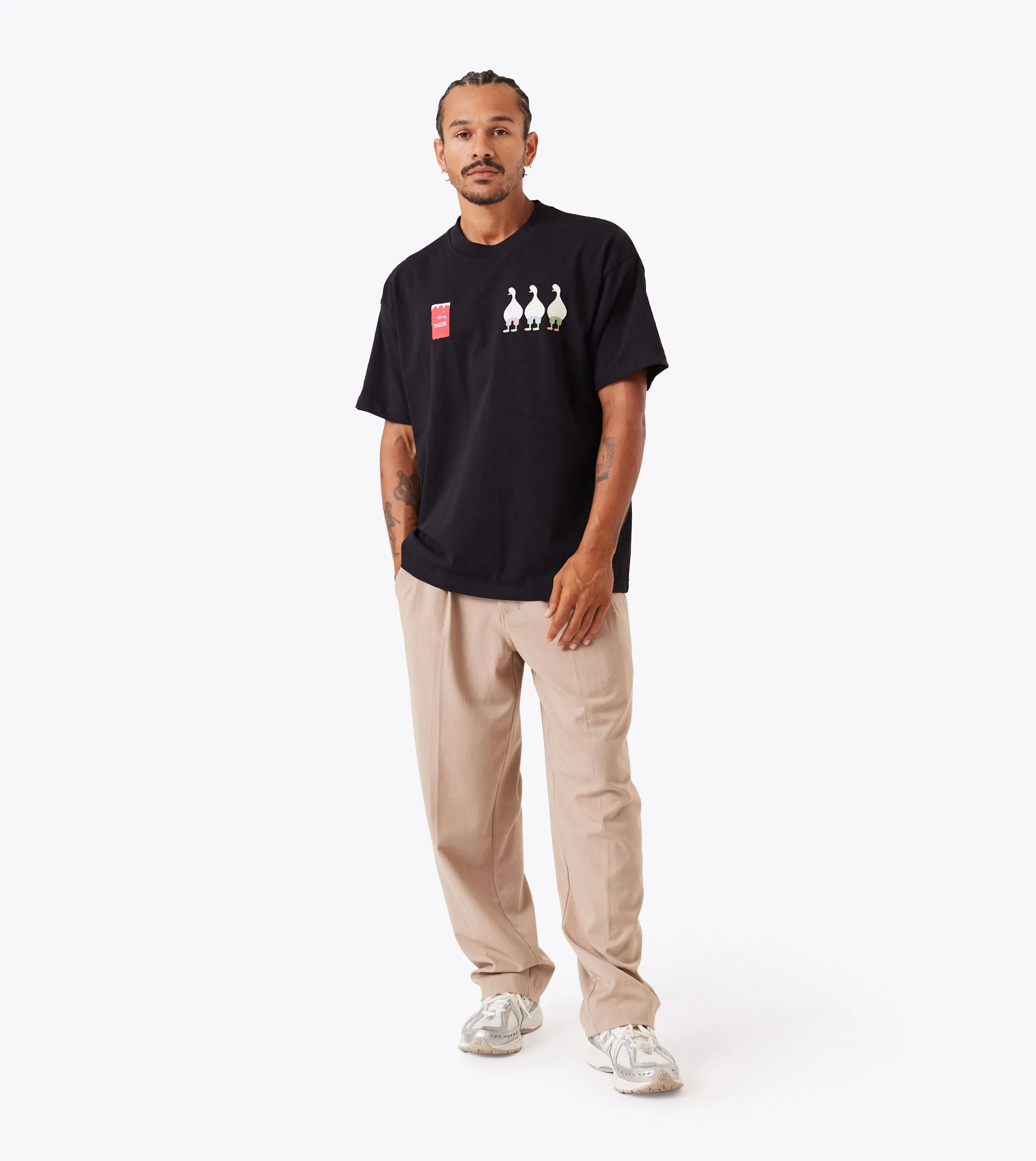 Ducks Box Tee Black Cozy Wearable Durable Knit Structure