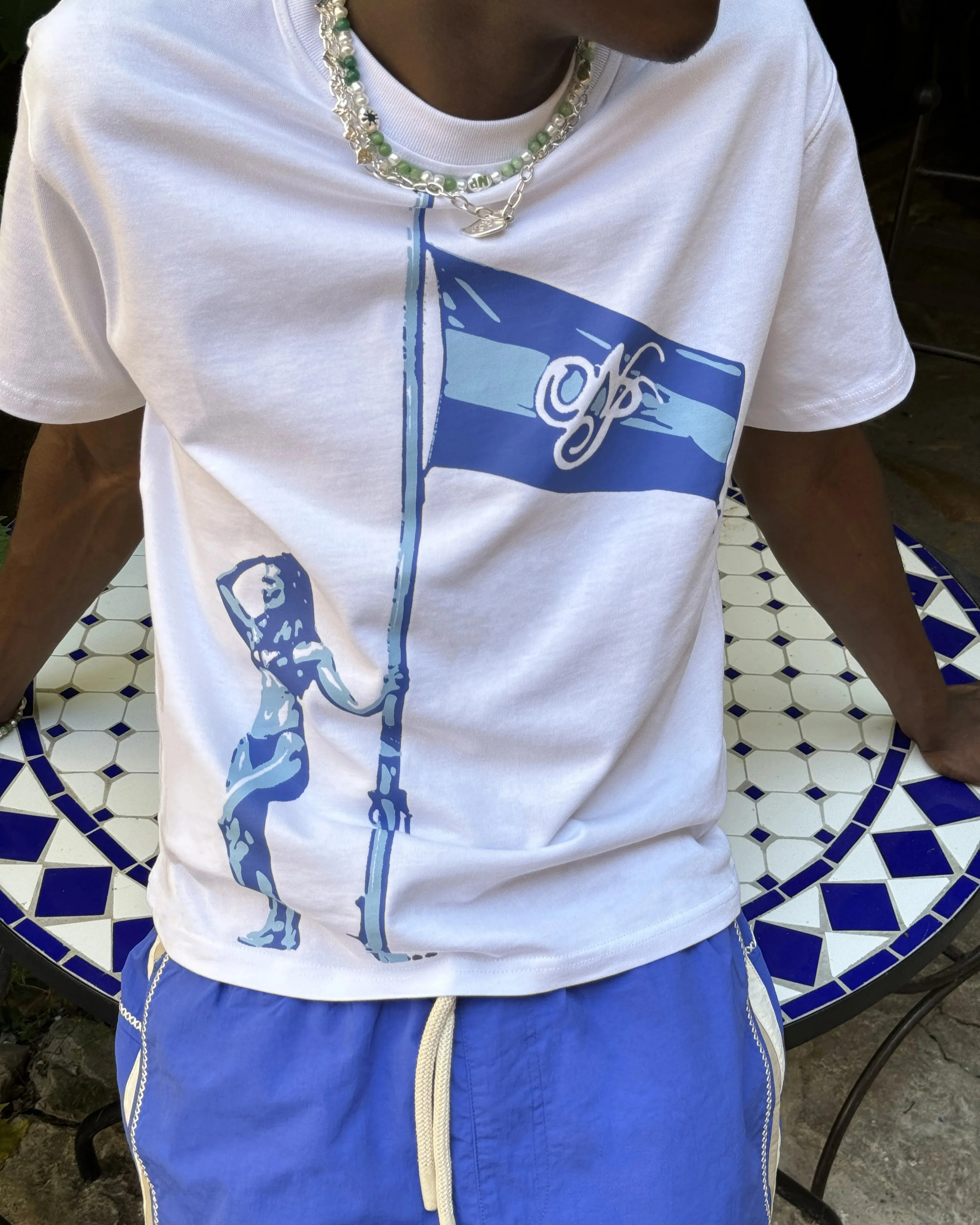 Flag Tee White Sporty Design