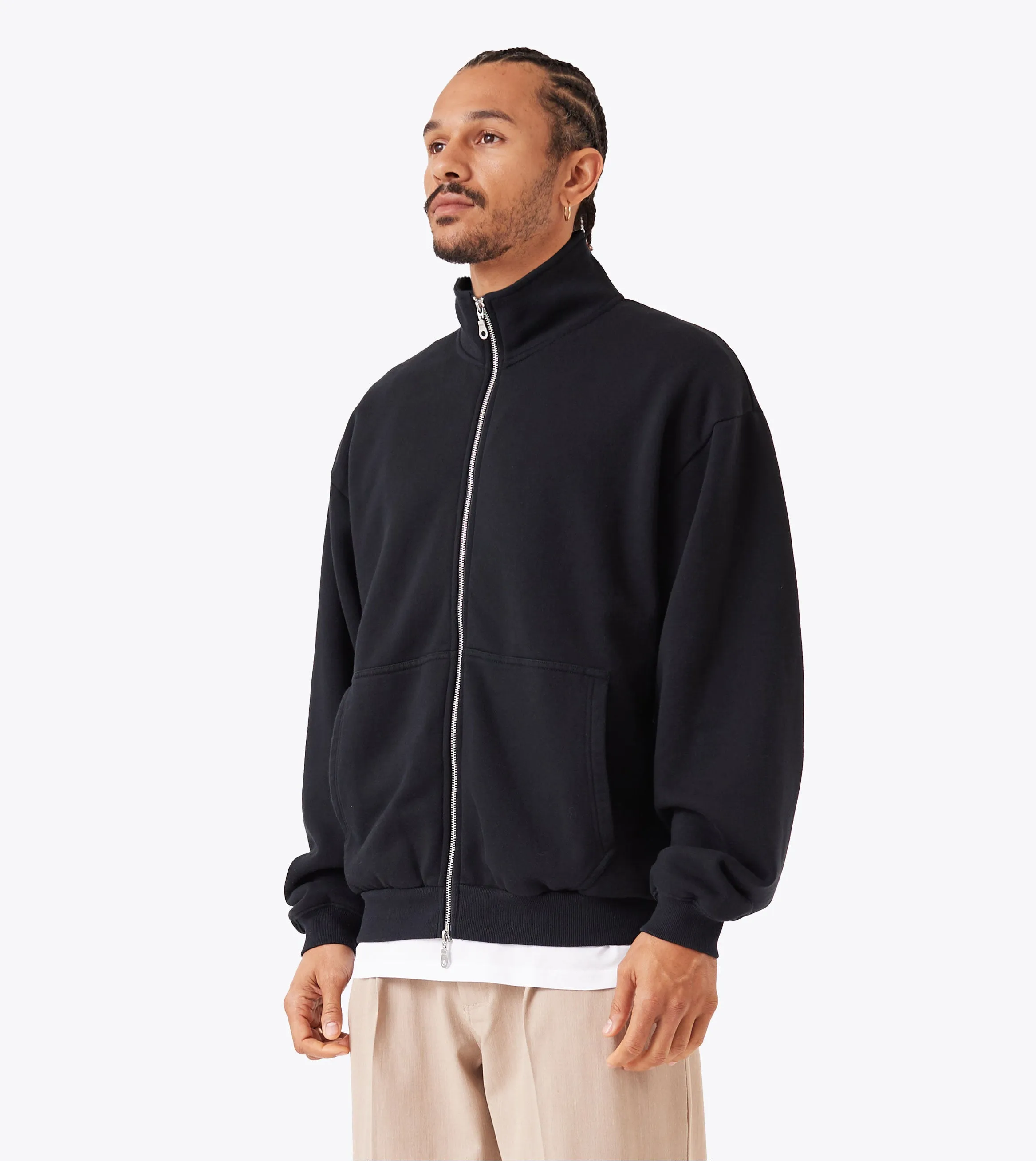 Zip Funnel Sweat Black Cozy Comfort
