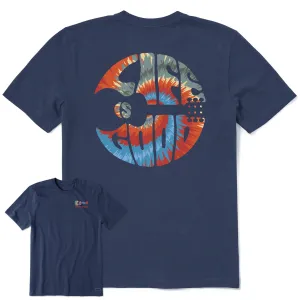 Eco Friendly Dye Men's Guitar Circle Psychedelic Tie Dye Short Sleeve Crusher Tee