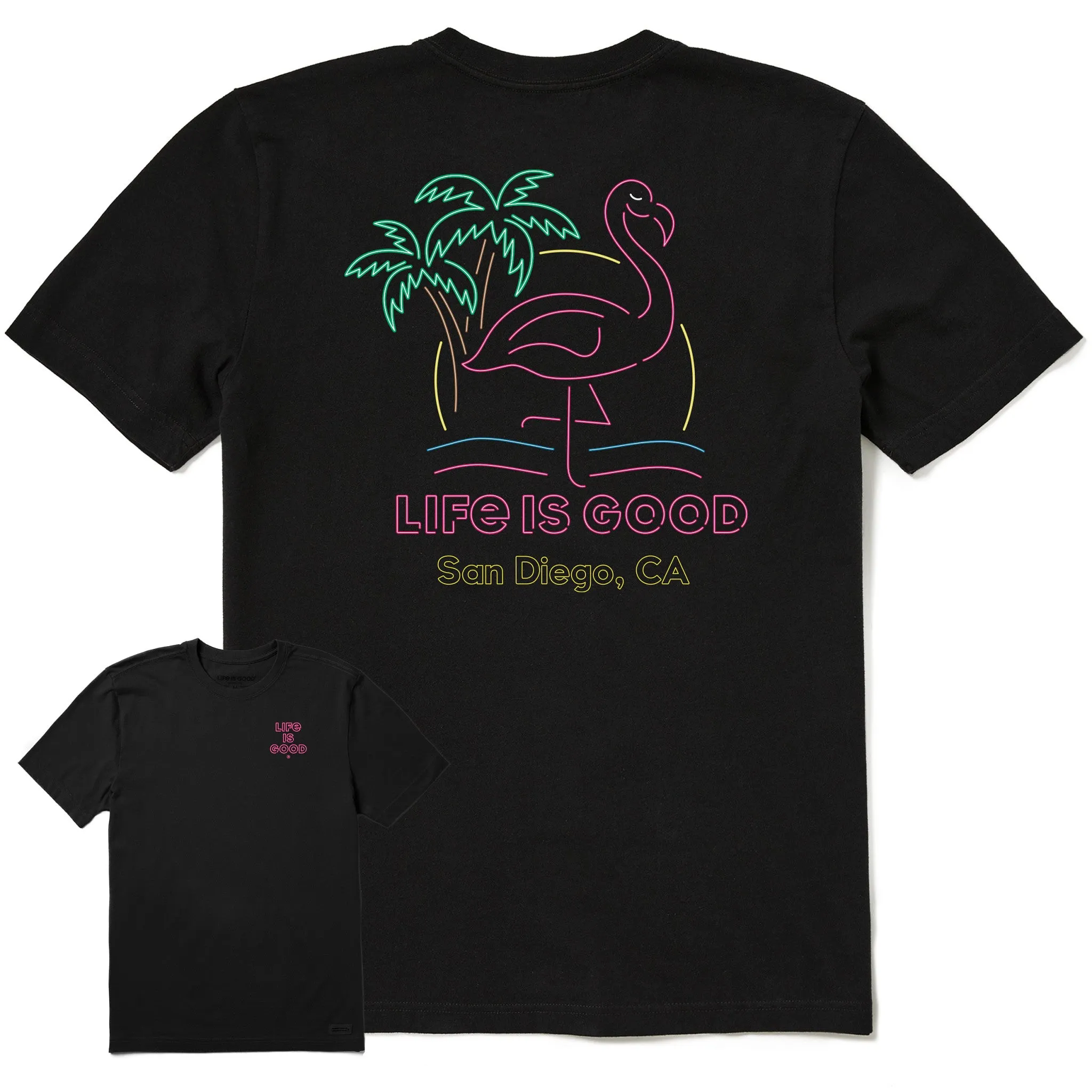 Men's San Diego Neon Flamingo Short Sleeve Crusher-LITE Tee Award-winning