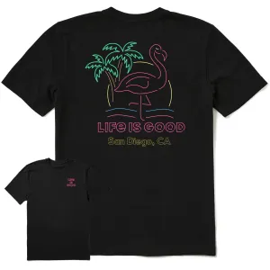 Men's San Diego Neon Flamingo Short Sleeve Crusher-LITE Tee Easy Fit Wear