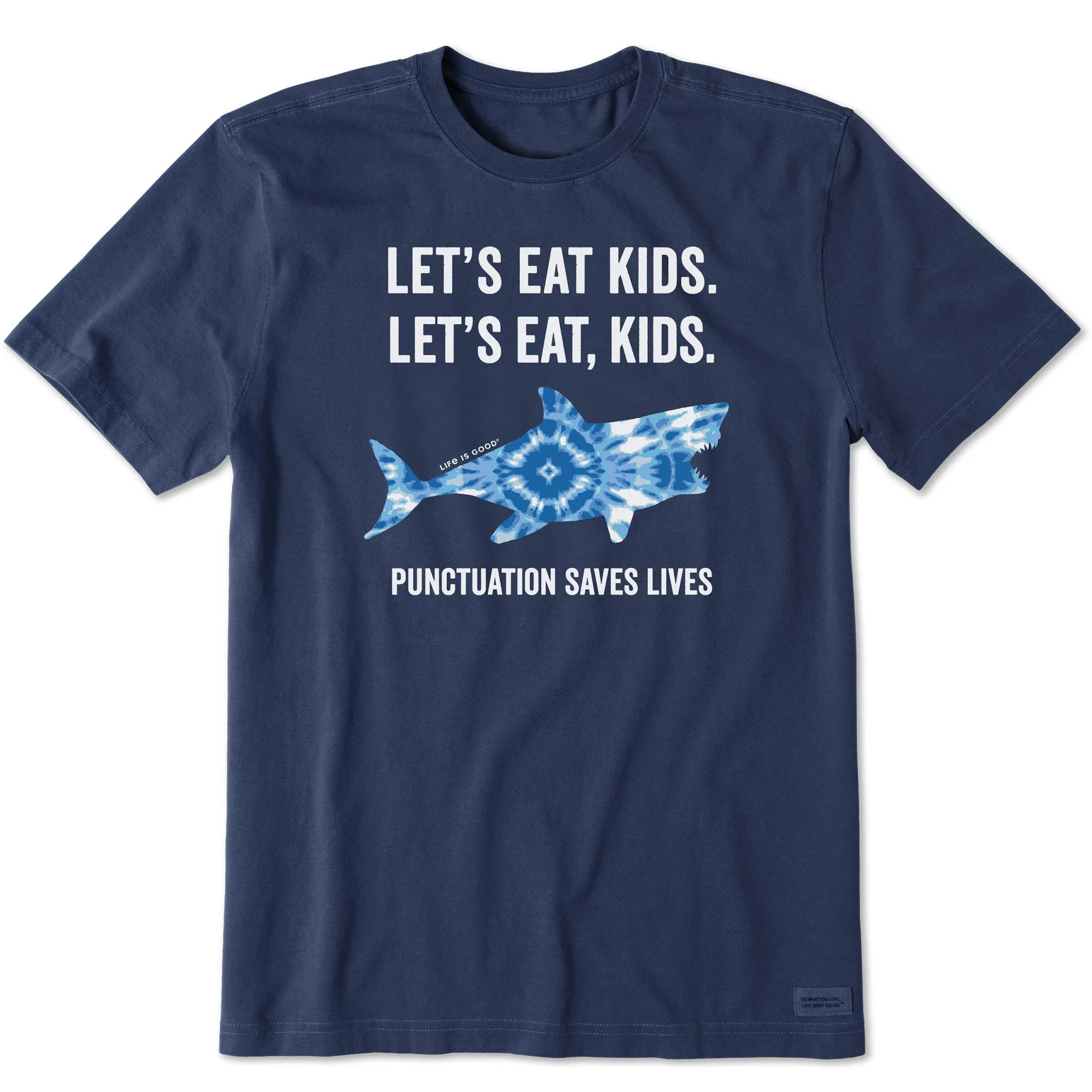 Athletic Fit Men's Tie Dye Lets Eat Kids Shark Short Sleeve Tee