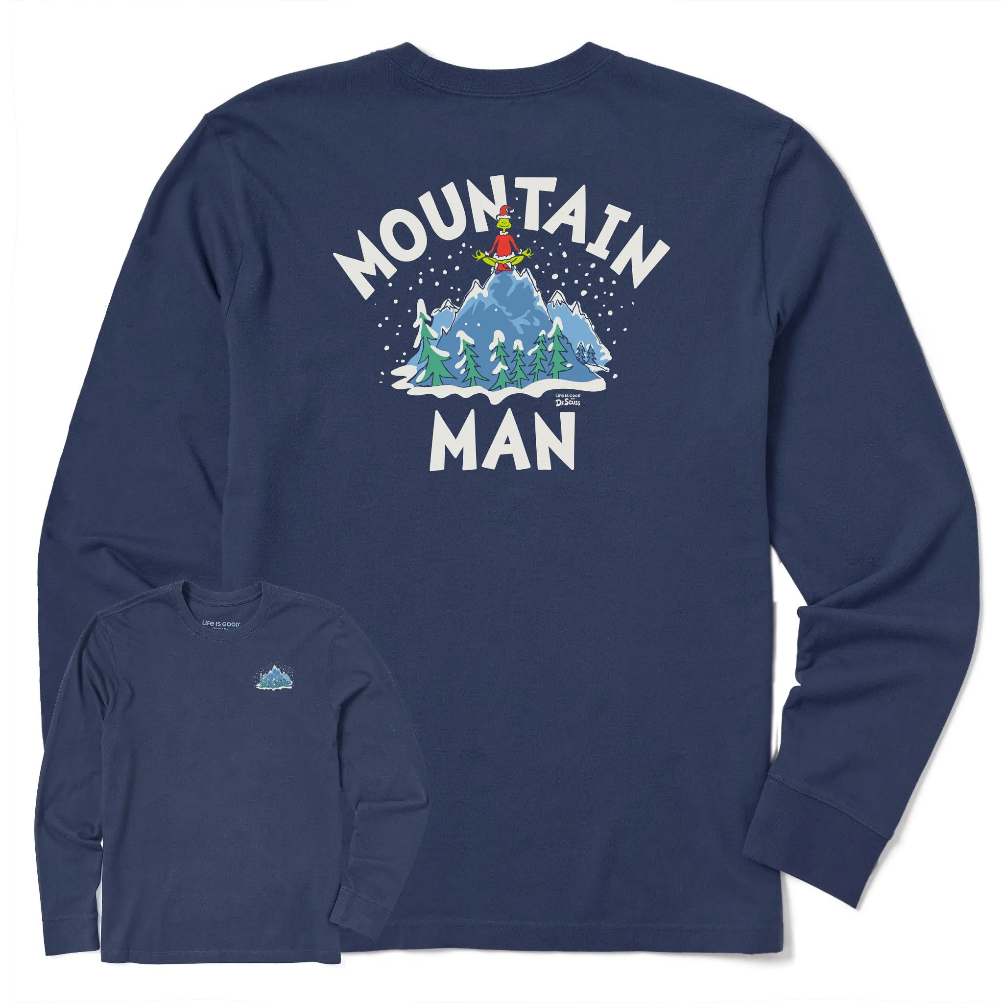 Men's Grinch Mountain Man Long Sleeve Crusher Tee Beach Wear Weekend Smart Look