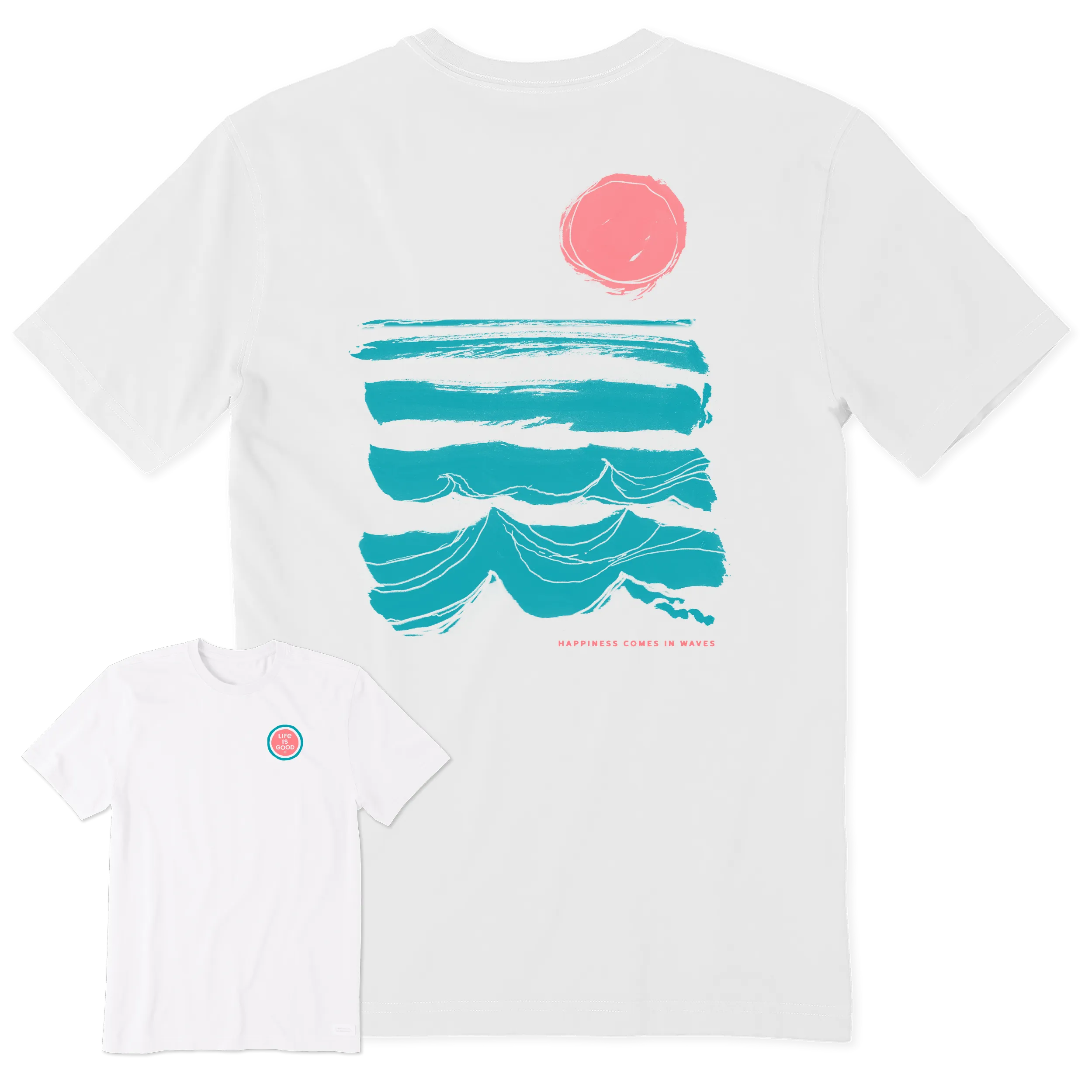 Slim Style Men's Happiness Comes in Brushy Waves Short Sleeve Crusher Tee