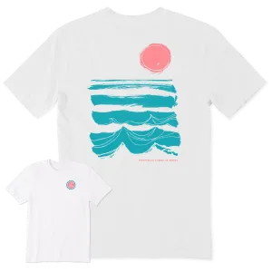 Men's Happiness Comes in Brushy Waves Short Sleeve Crusher Tee Functional Side Gussets Oversized Silhouette