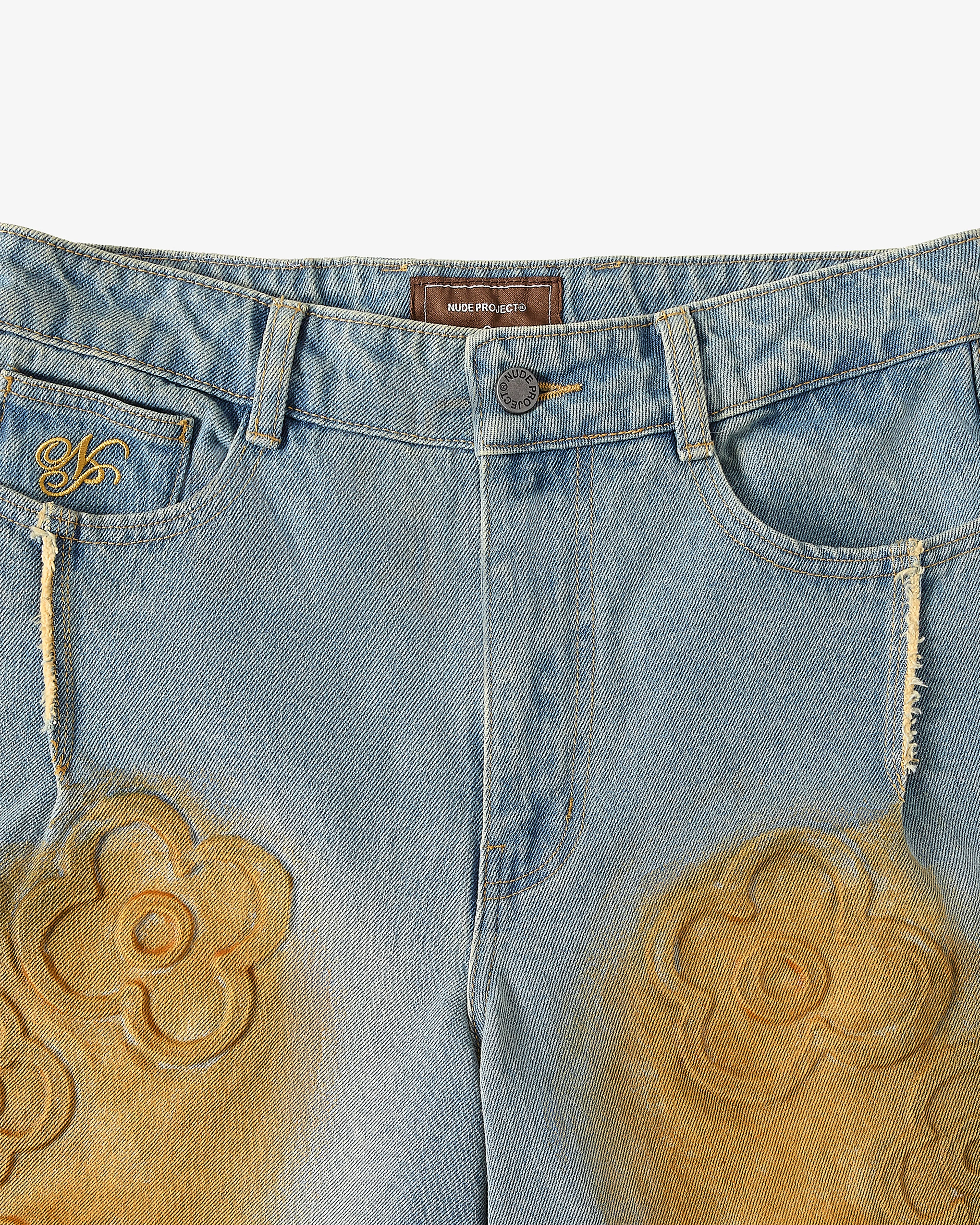 Old Baggy Denim Shorts Flower Comfy Home Comfort Weekend Getaway
