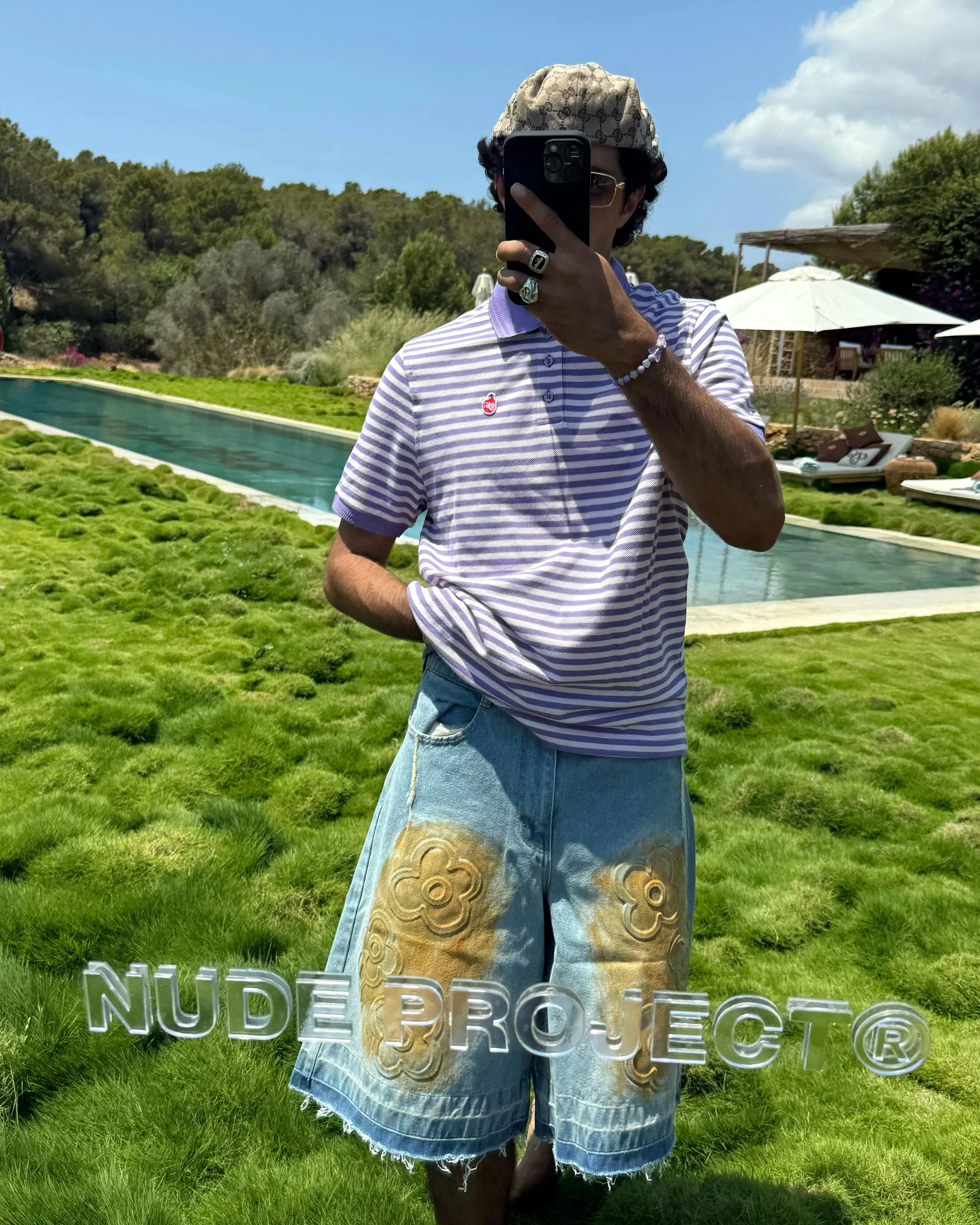 All Round Piece Spring Mood Smooth Work Meeting Old Baggy Denim Shorts Flower