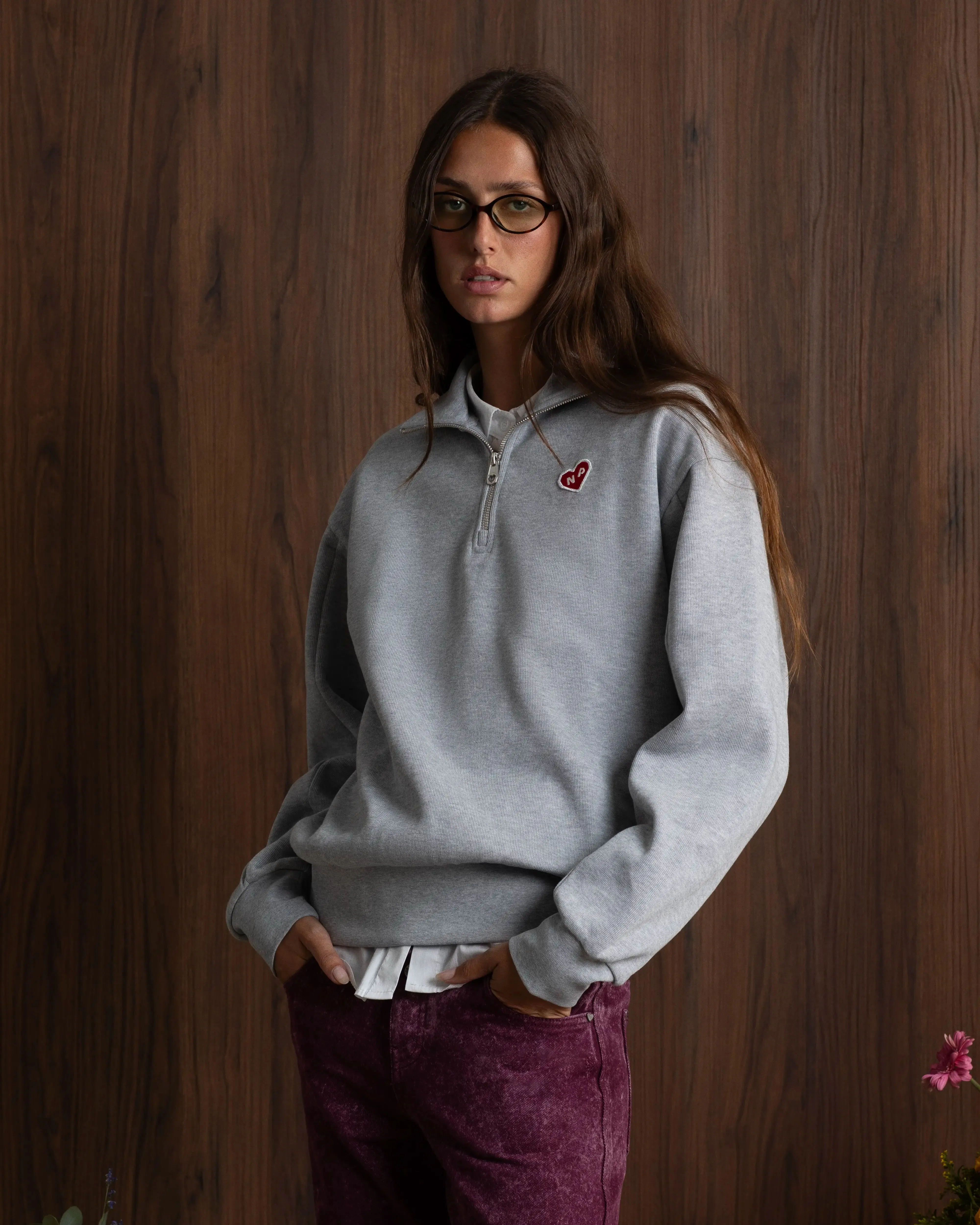 Cutie Heart Half-Zip Versatile Piece