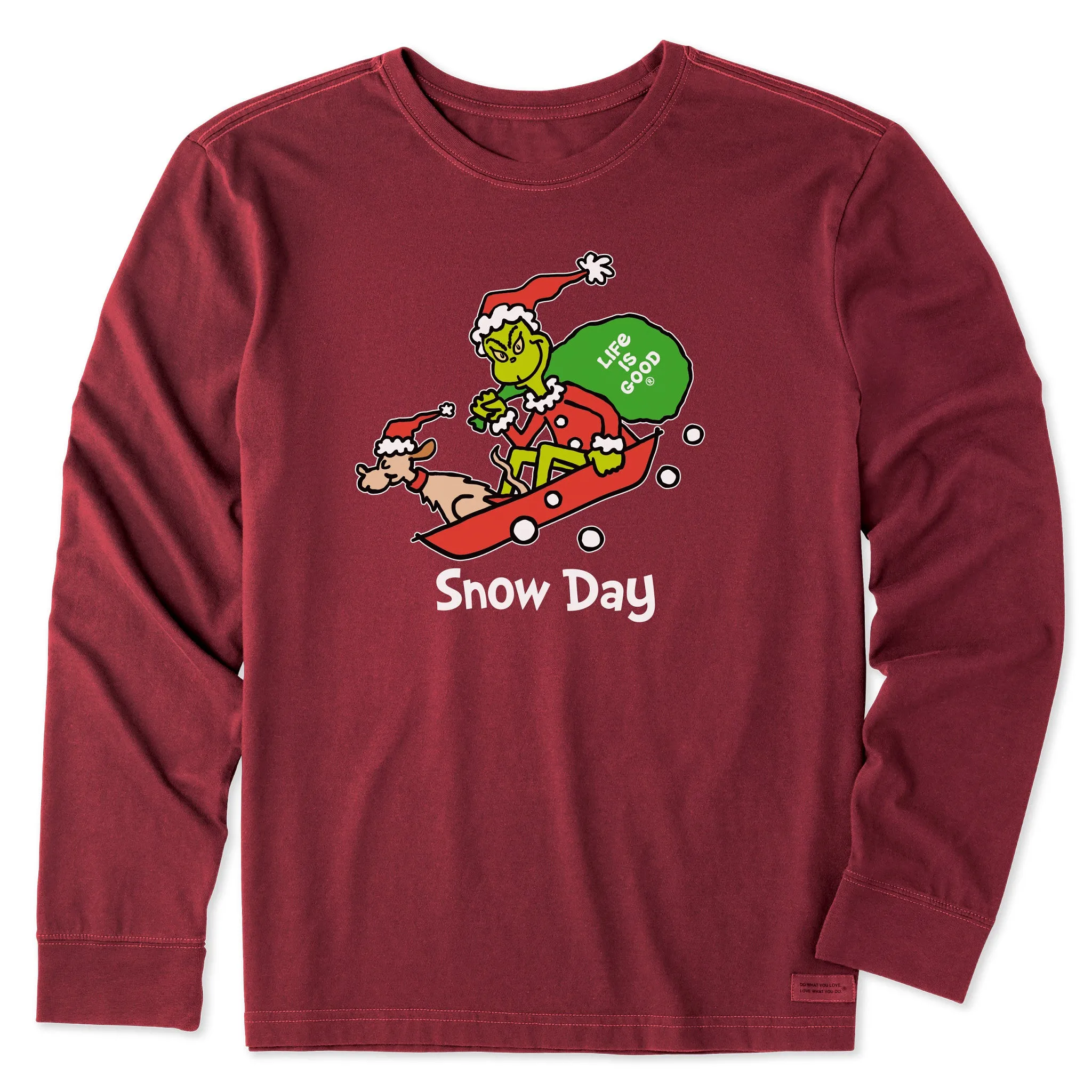 Daily Trend Men's Grinch and Max Snow Day Long Sleeve Crusher Tee