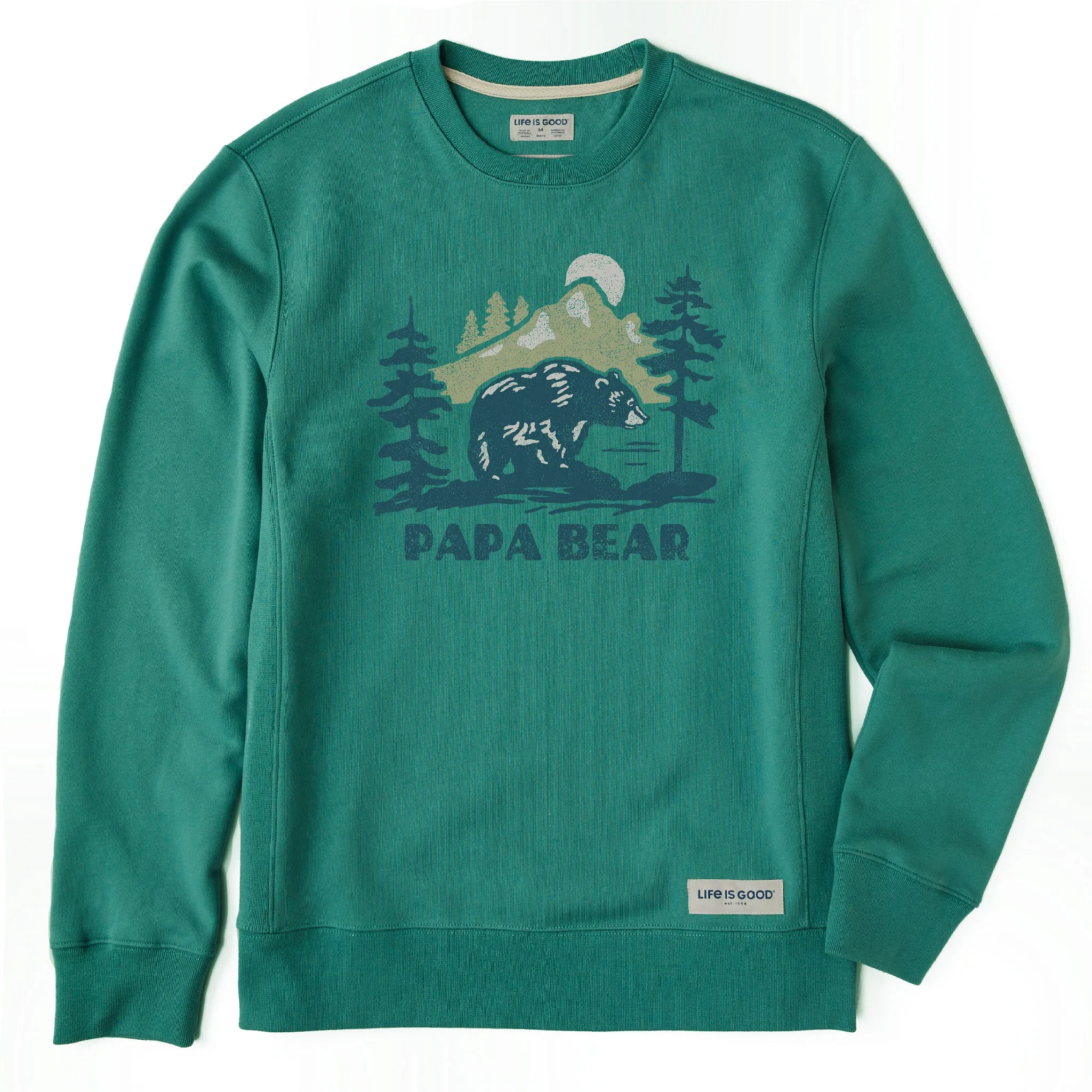 Men's Papa Bear Mountains Simply True Fleece Crew Formal Casual