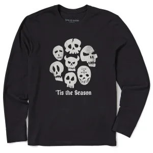 Men's Tis the Season Skulls Long Sleeve Crusher Tee Holiday Comfort Style