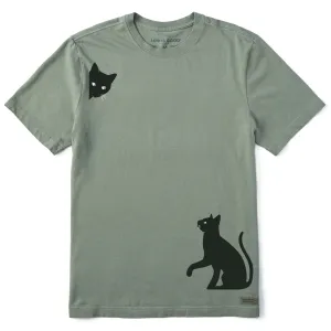 NonRestrictive Cut On-the-Go Fashion Men's Two Curious Cats Short Sleeve Crusher Tee