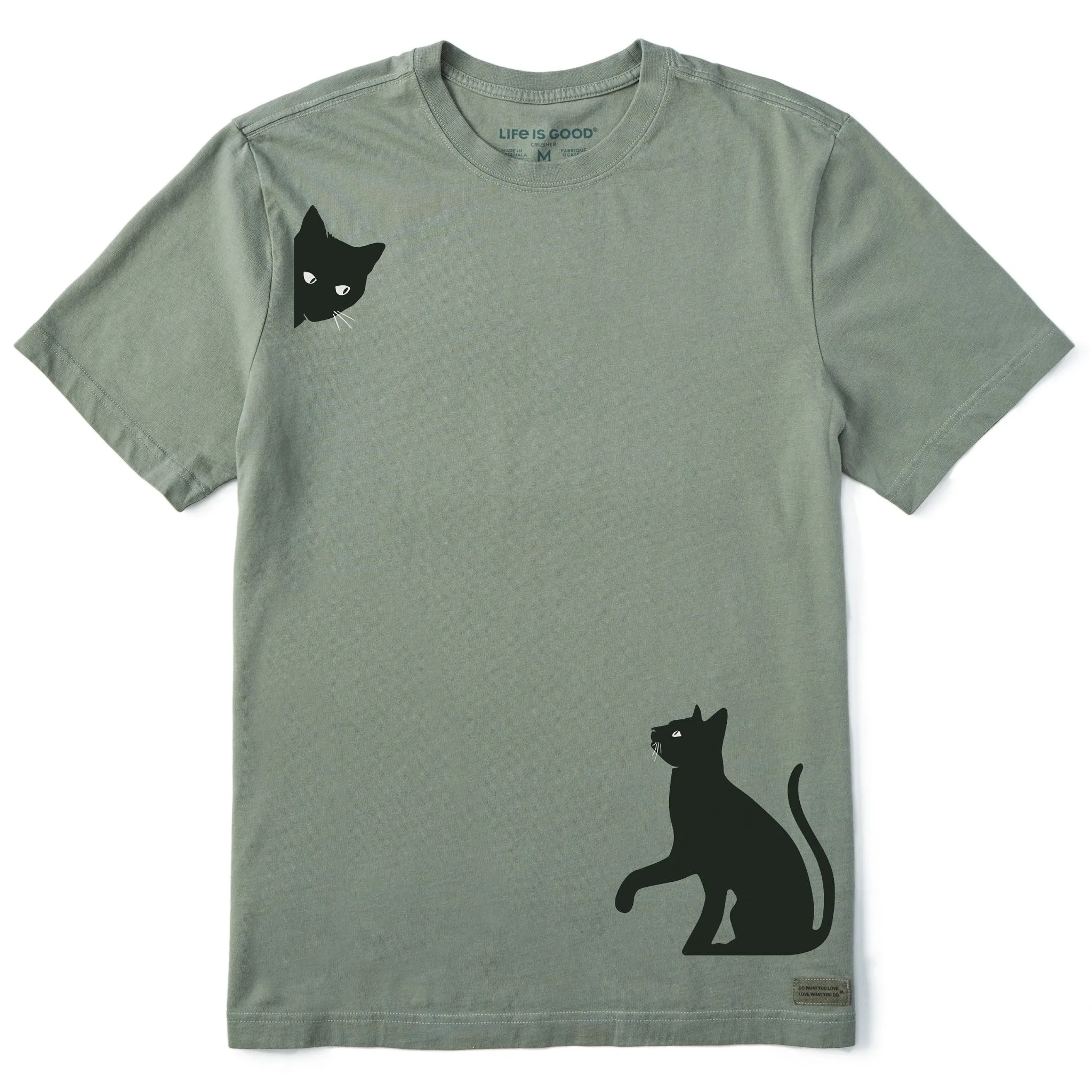 NonRestrictive Cut On-the-Go Fashion Men's Two Curious Cats Short Sleeve Crusher Tee