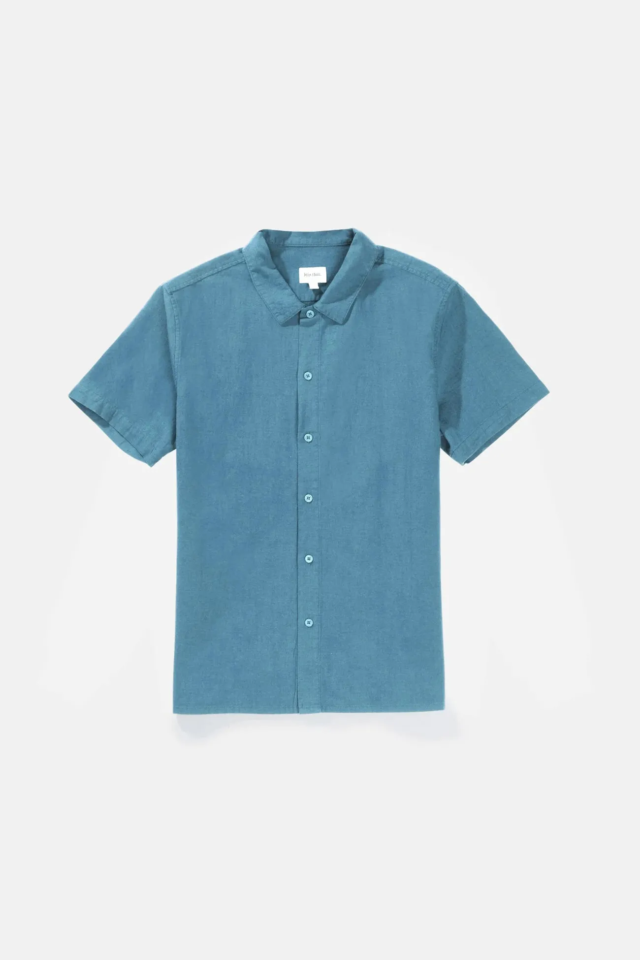 Layered Look Wear Classic Linen Short Sleeve Shirt Mineral Blue