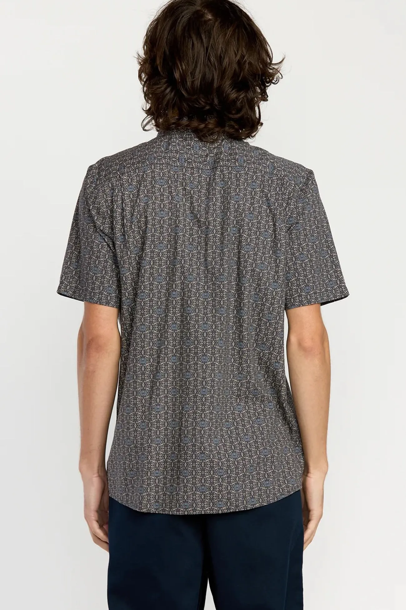 Scaler Stone Woven Short Sleeve Shirt Moonbeam Collared Thermal Regulation Fabric