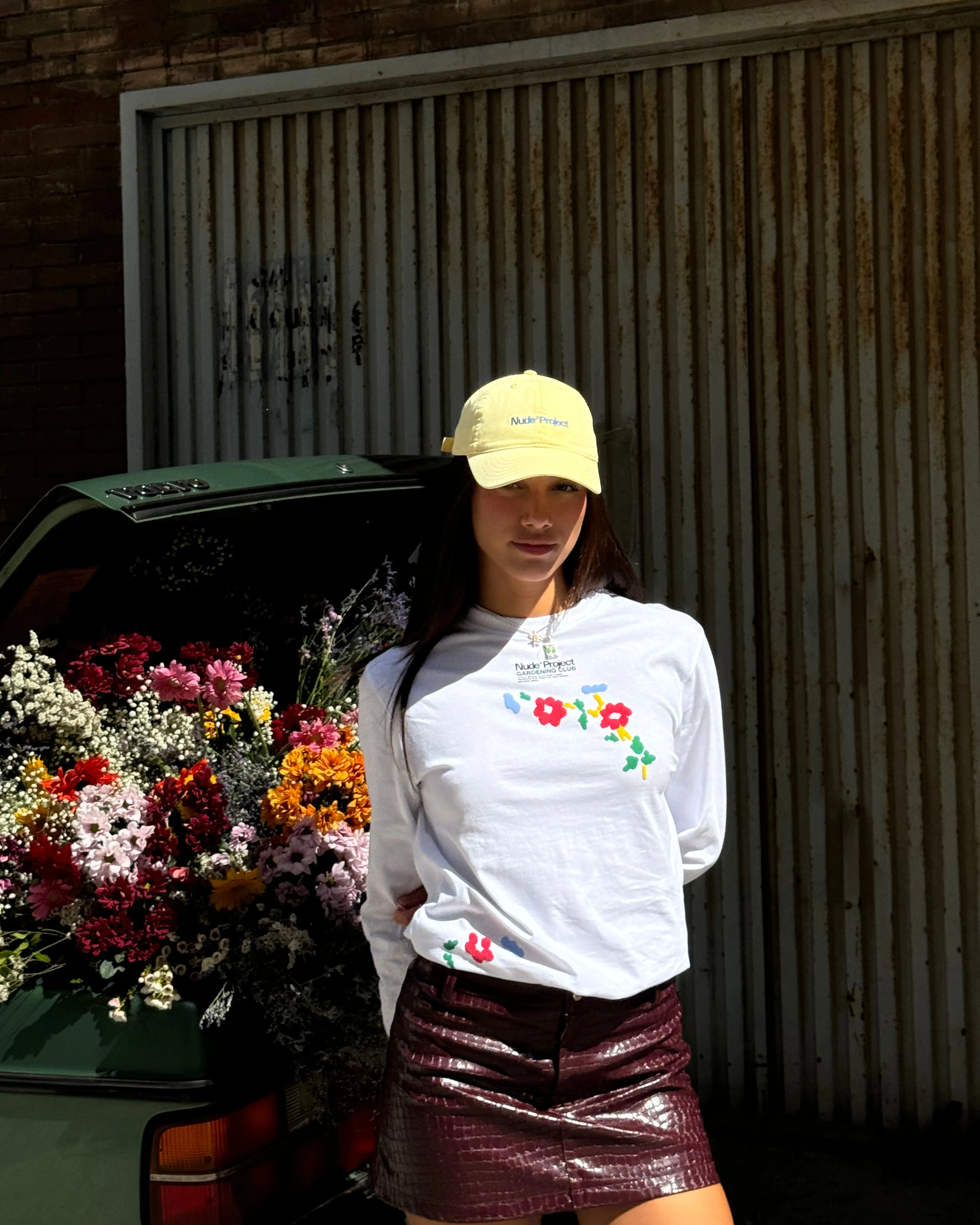 Flower Stripe Long-Sleeve Tee Modern Trend Look RibbedNeckBanding