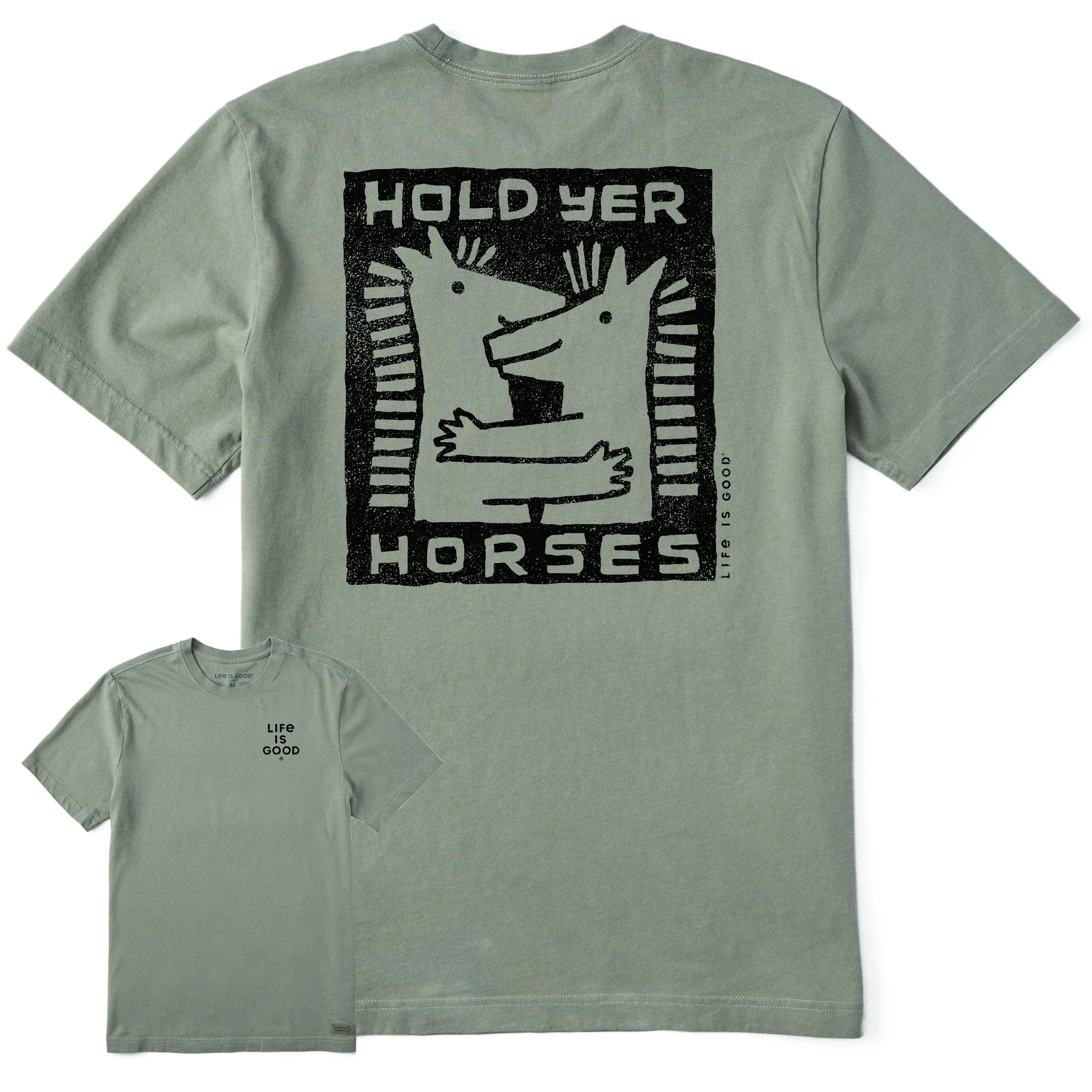 Stylish and Relaxed Classic timelessness Men's Hold Yer Horses Hug Short Sleeve Tee