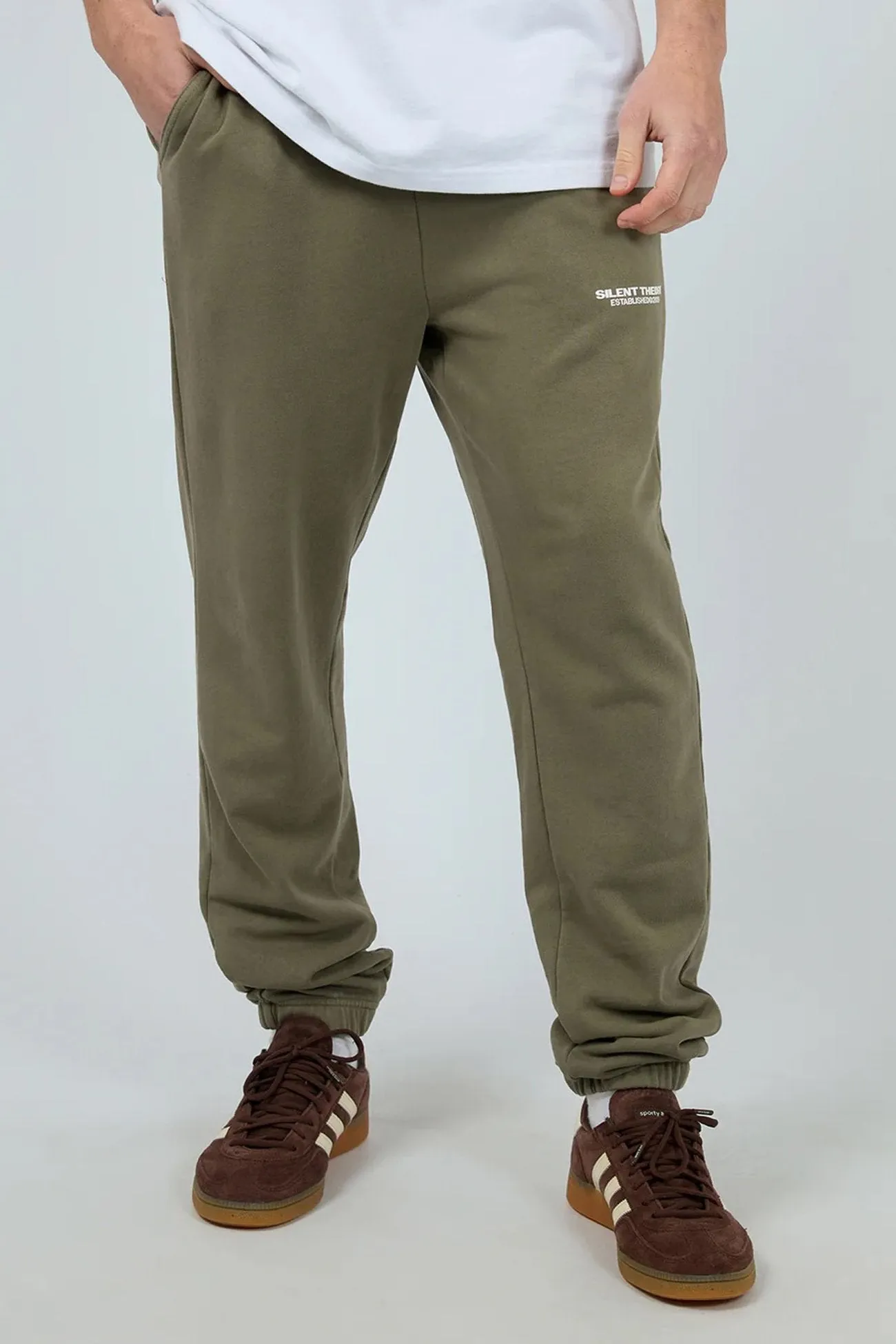 Double Layered Hem Fashion Fit Essential Theory Track Pant Khaki