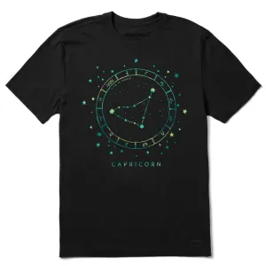 Men's Zodiac Constellation Capricorn Short Sleeve Crusher Tee Functional Side Gussets Wear Resistant Fabric