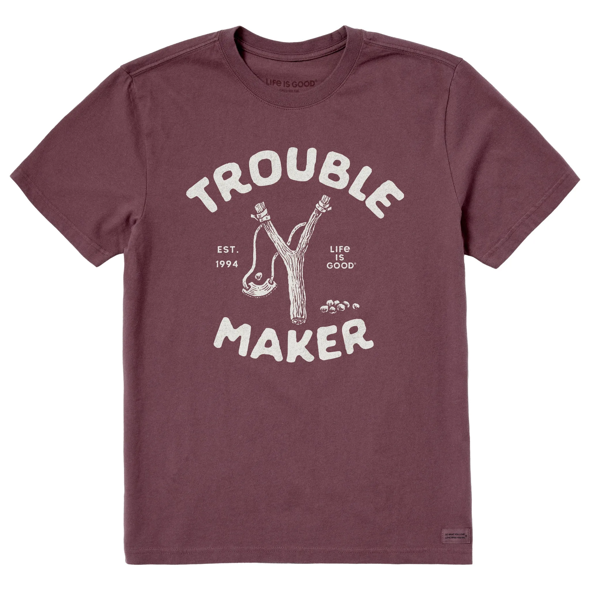 LongLastingColor Men's Trouble Maker Short Sleeve Crusher Tee