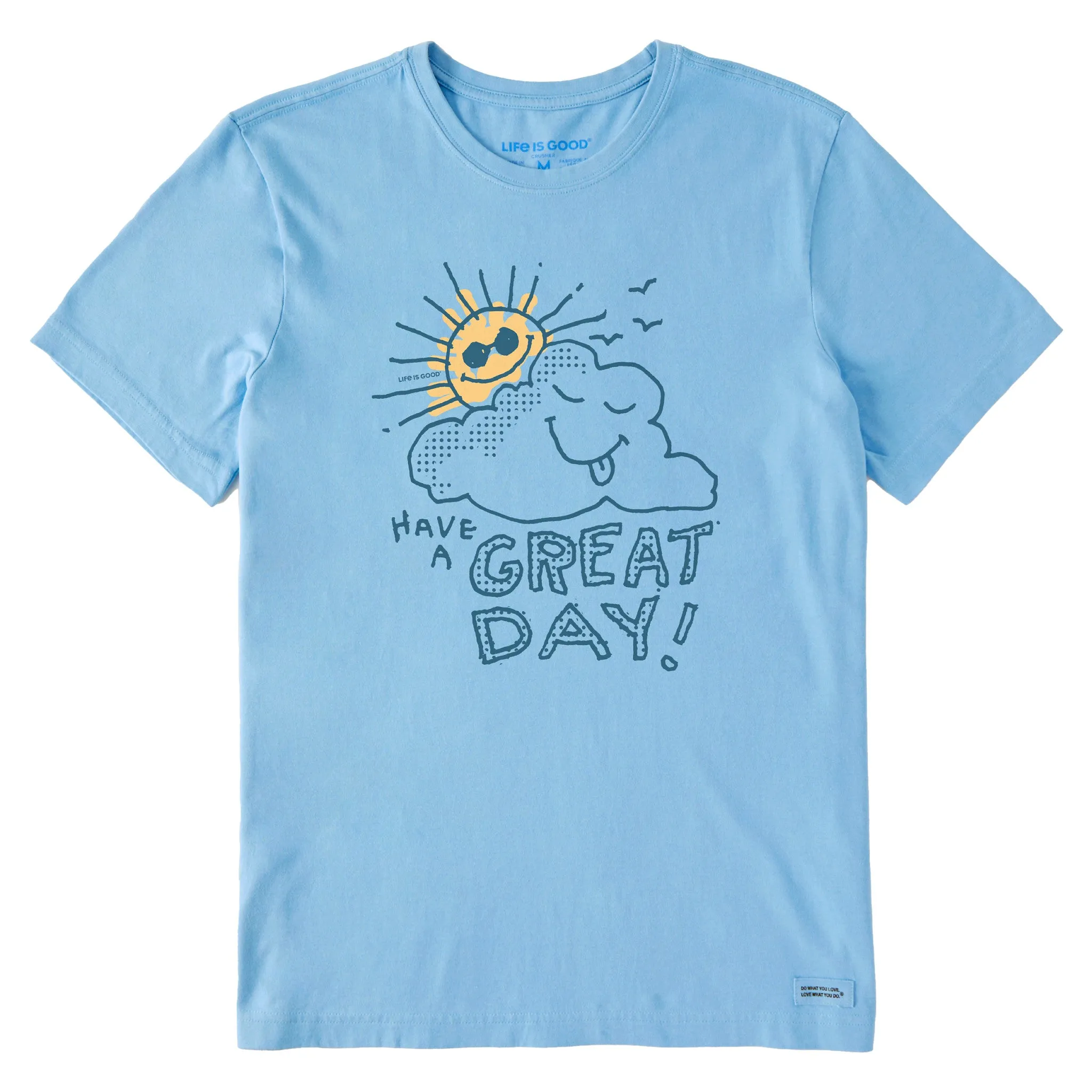 Men's Have a Great Day Scribble Short Sleeve Crusher Tee Collared formality Plus Size