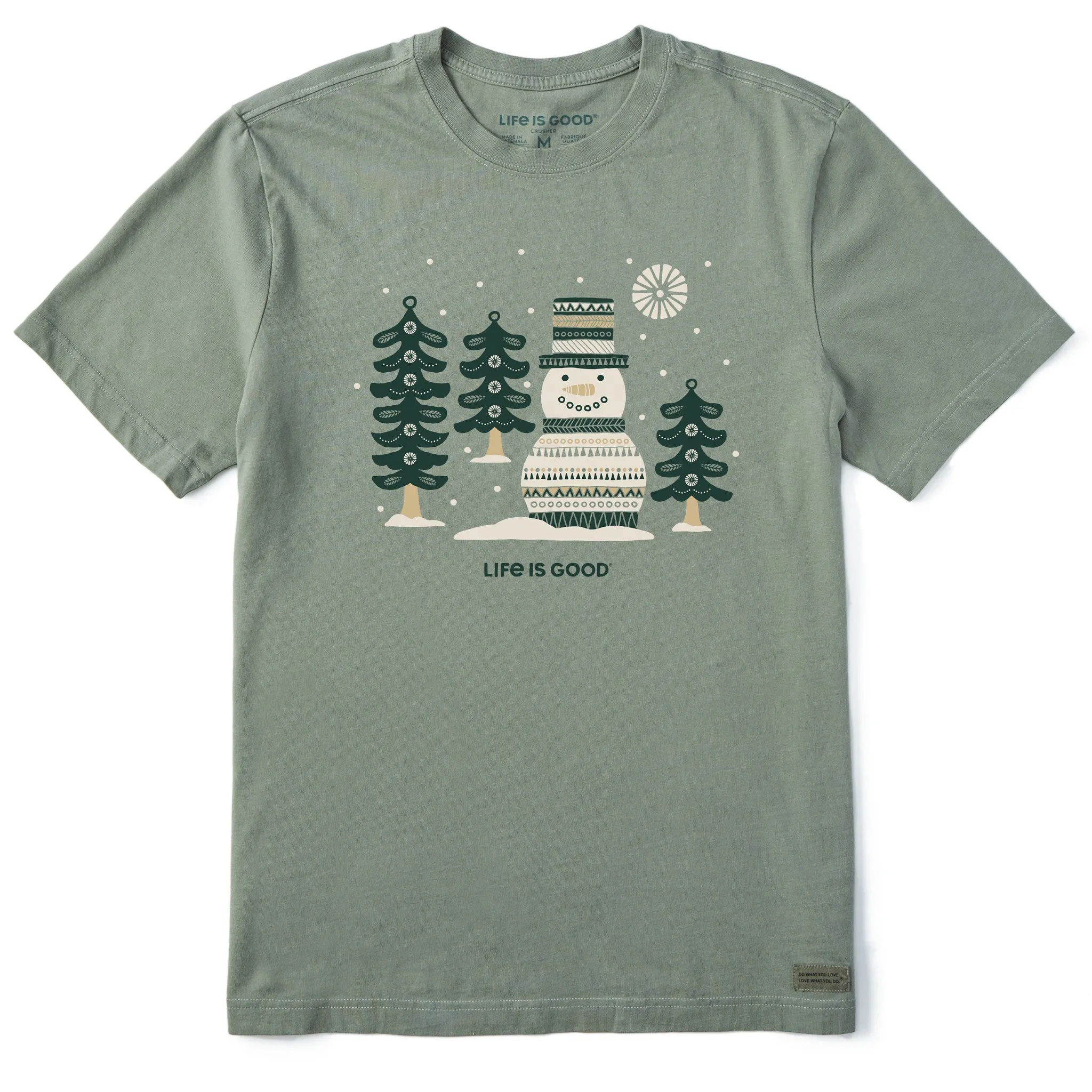 Comfy Movement Men's Snowman and Trees Short Sleeve Crusher Tee