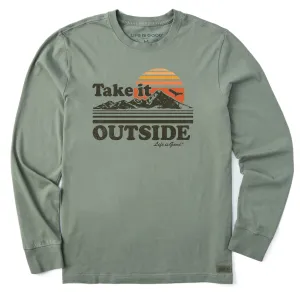 Trendy Vibes Men's Take It Outside Retro Long Sleeve Crusher-LITE Tee