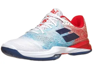 Babolat Jet Mach 3 All Court Men's Pickleball Shoe (White/Estate Blue) Wide toe box