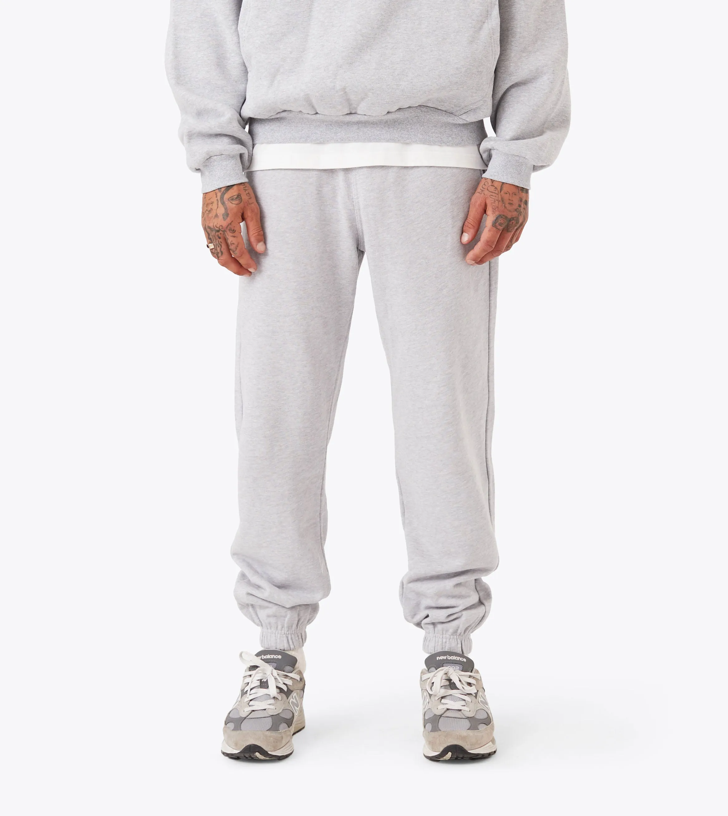 ResilientElasticBand Plaid detail Box Fleece Jogger Grey Marle