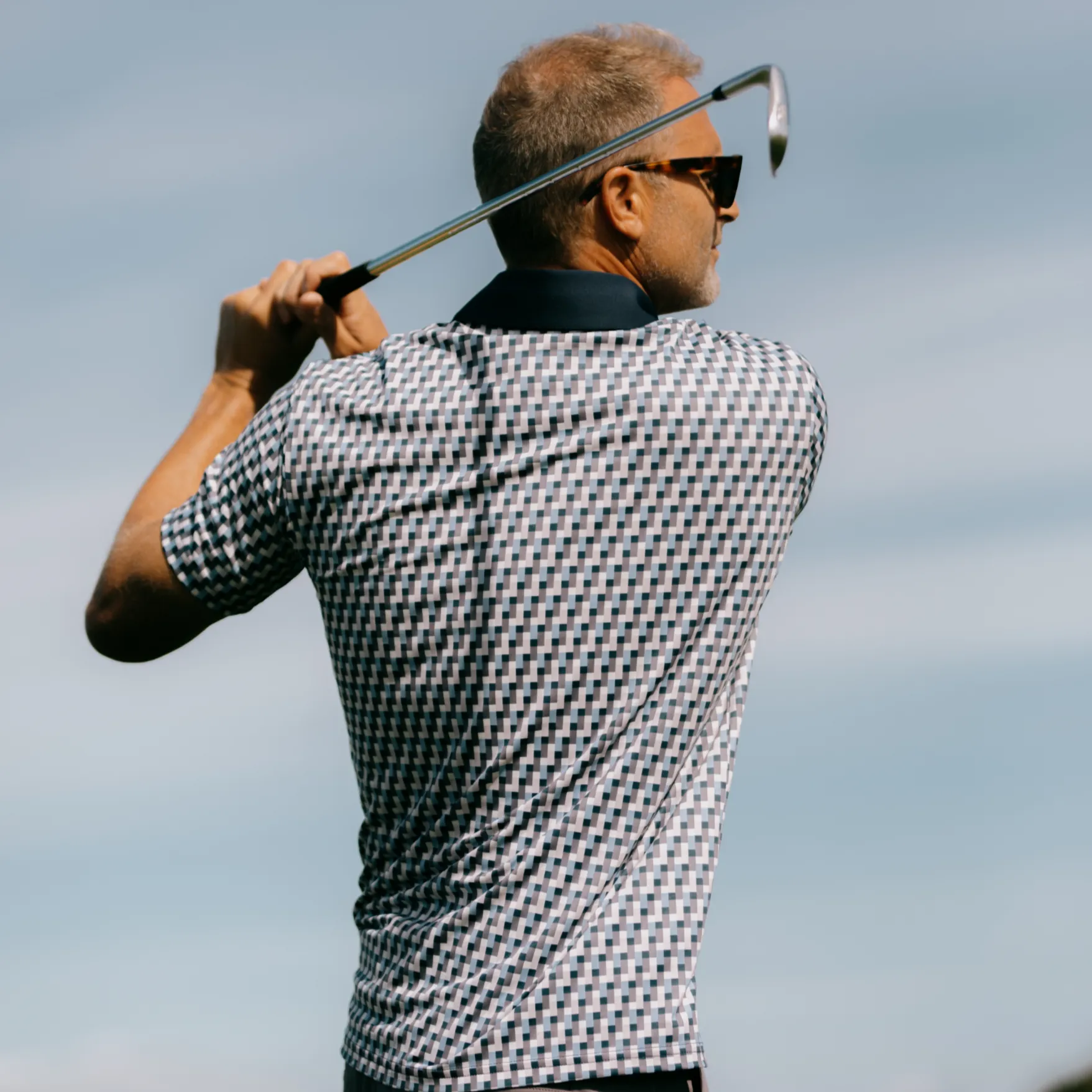 Comfortable fit Sporty Chic RADMOR Taylor Recycled Tetris Polo - Navy