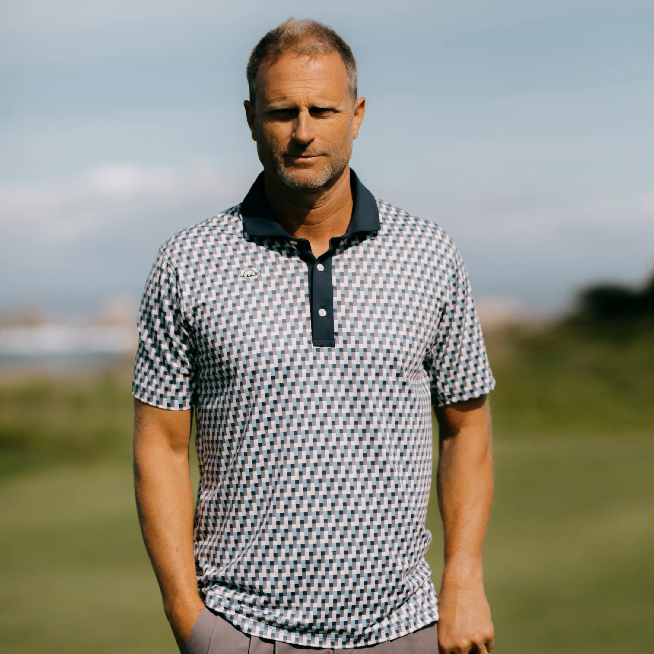 Weekend Ready Timeless Fashion RADMOR Taylor Recycled Tetris Polo - Navy