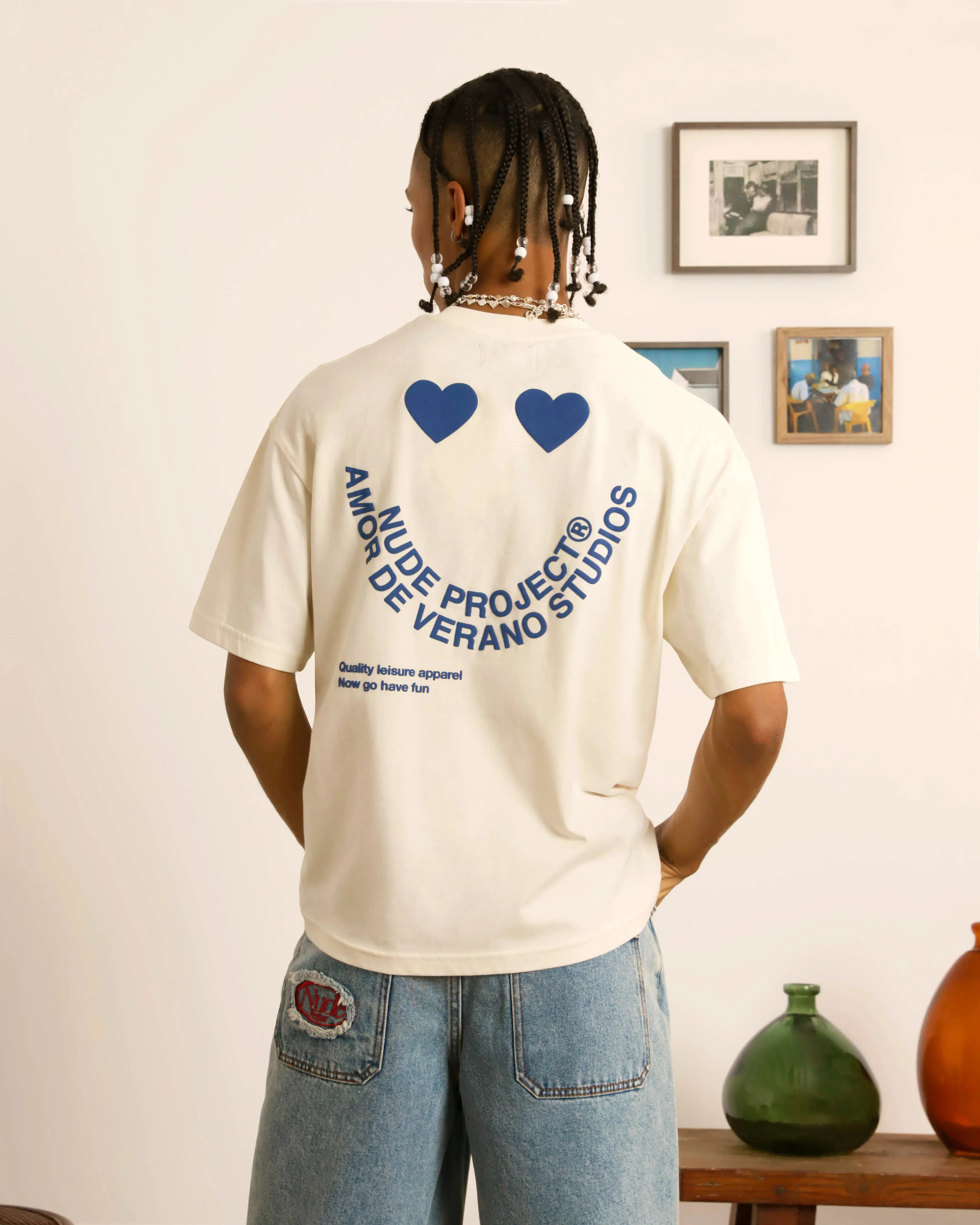 Durable Knitwear slim fit Happy Tee Marshmallow