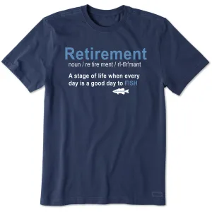 Men's Fish Retirement Defined Short Sleeve Tee Cozy Wear Layered Shoulder Design