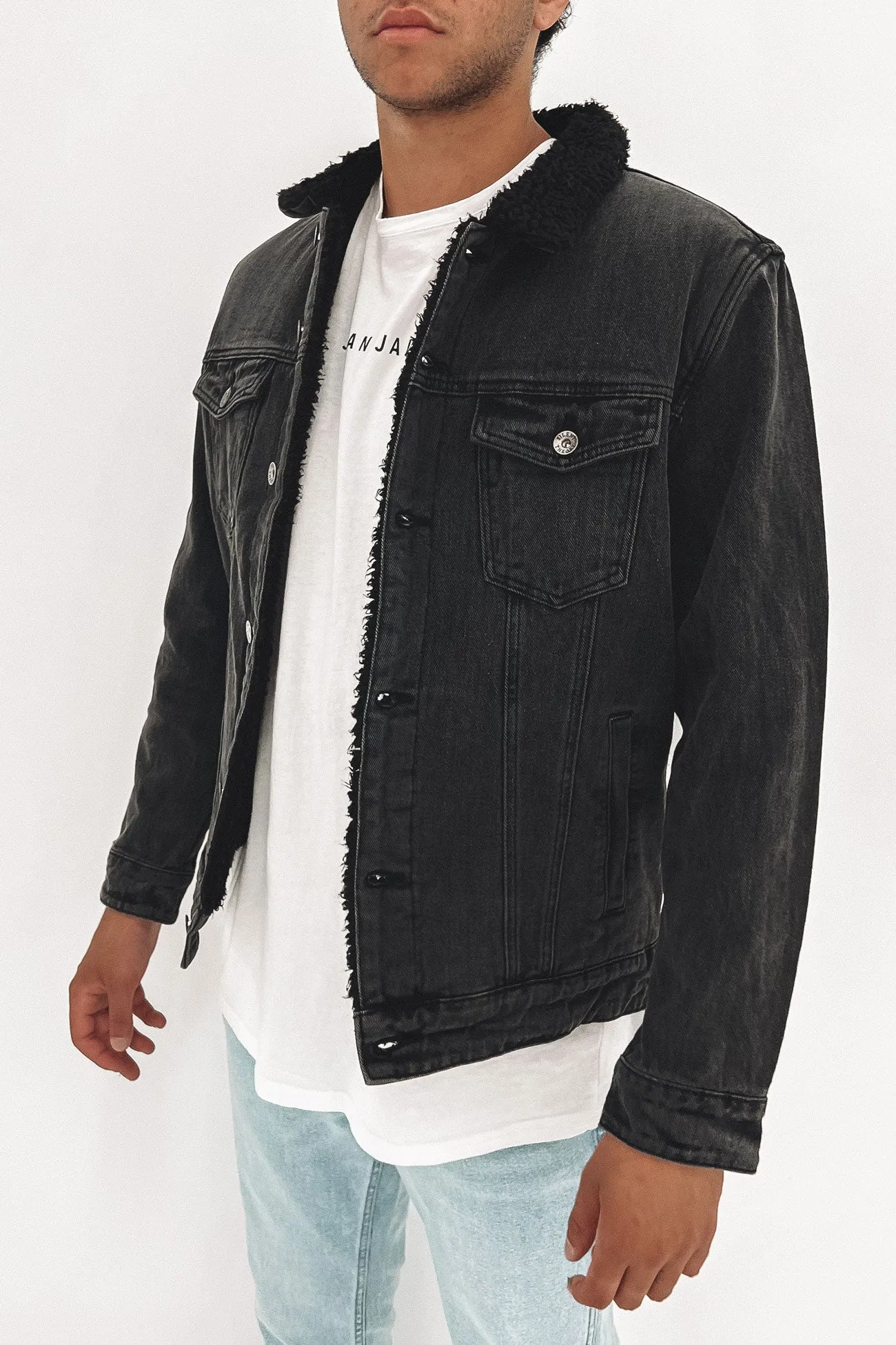 Jefe Sherpa Jacket Washed Black LaserCut Vents
