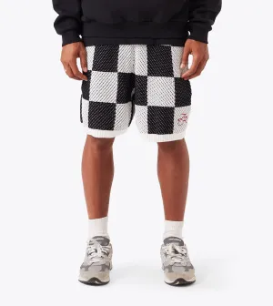 Check Jumpa Knit Short White/Black Anti Chafe Seamless Athletic Shorts