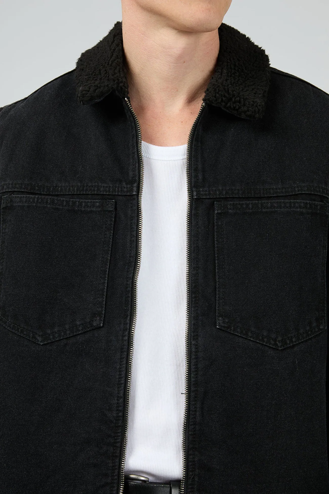 Defuse Jacket Washed Black Adjustable Hem Cords