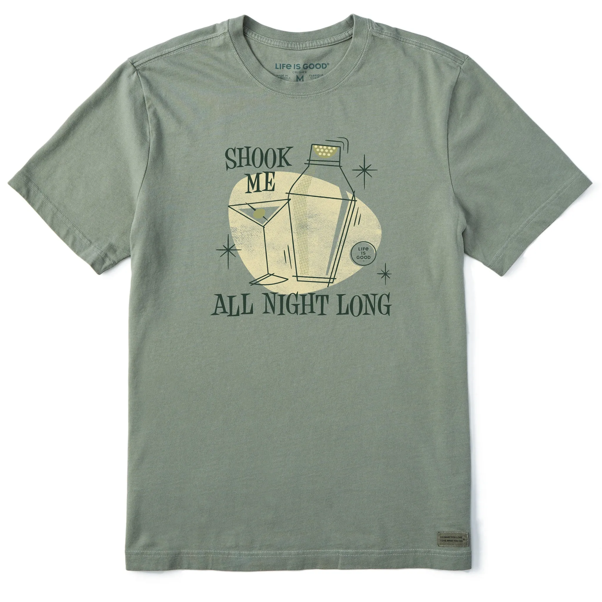 Men's Shook Me All Night Long Cocktail Short Sleeve Crusher Tee Chill Comfort Wear Layer-Friendly