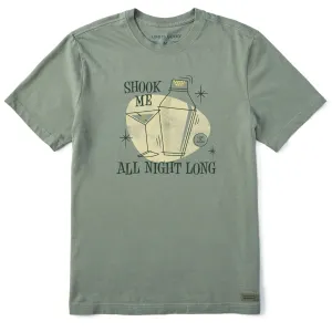 Men's Shook Me All Night Long Cocktail Short Sleeve Crusher Tee Drop Shoulder Design Quality Fabric