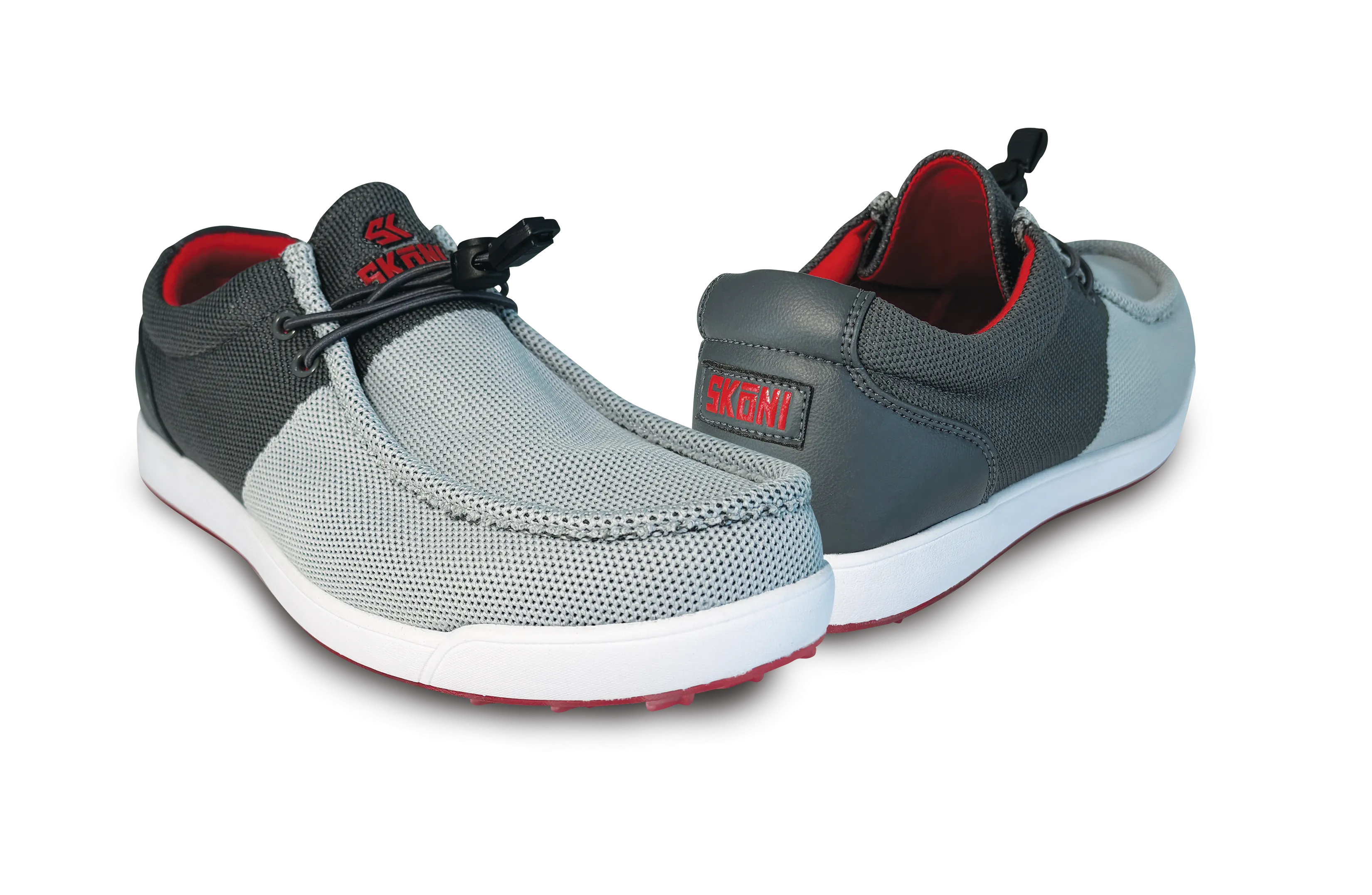 Classic Comfort SK??NI Men's Golf Shoe Waterproof- Grey/Red