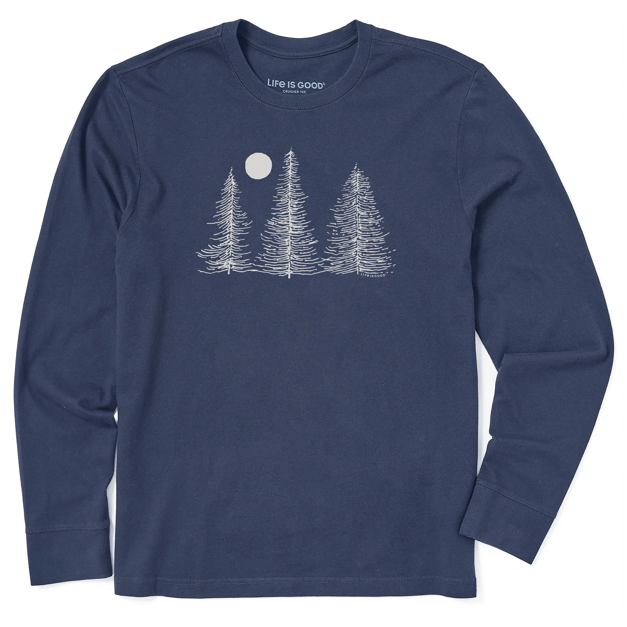 Men's Three Winter Trees Long Sleeve Crusher Tee Essential Wardrobe All-Season Comfort