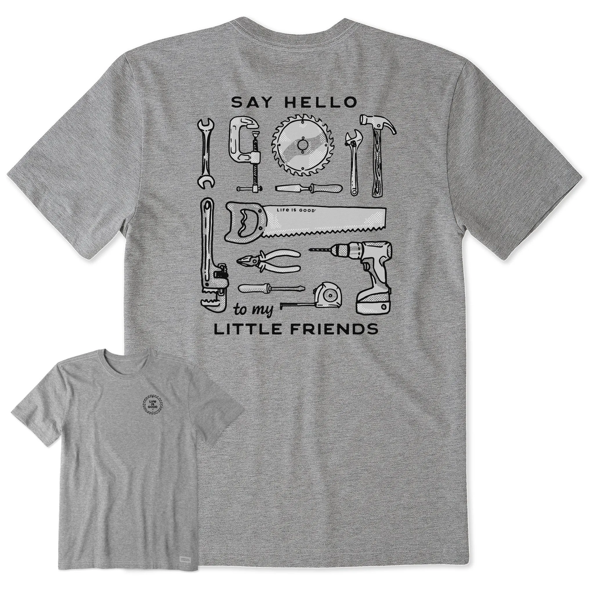 Subtle Logo Placement Men's Say Hello to My Little Friends Tools Short Sleeve Crusher Tee