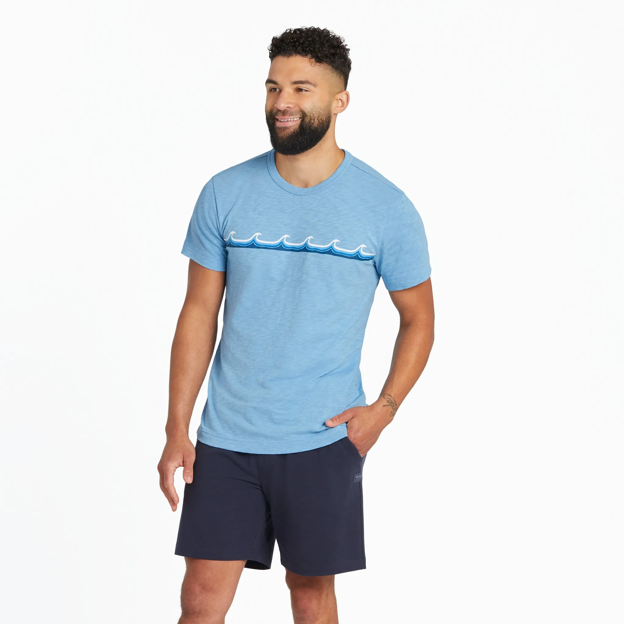 Men's Waves on Waves Textured Slub Tee V-Neck Chill Wear