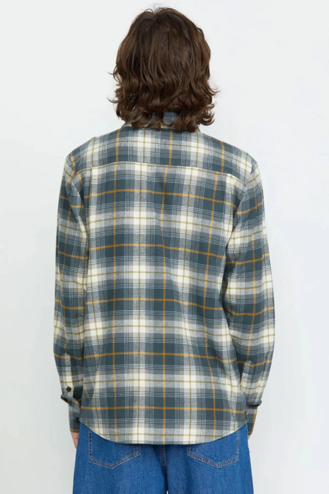 Caden Plaid Long Sleeve Shirt Dark Slate Essential Wear Comfy and Soft