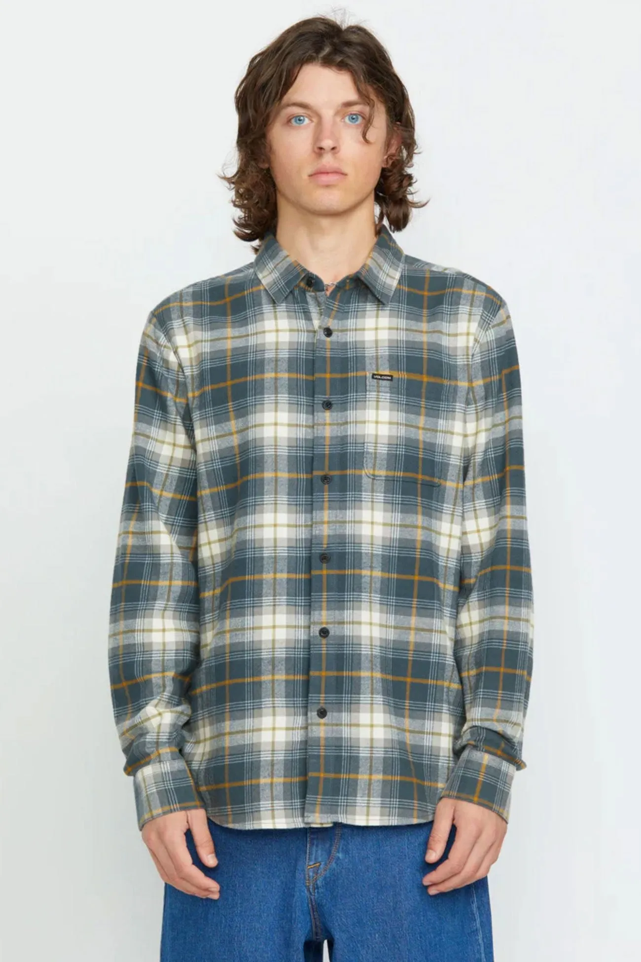 Daily Trend Light Layer Caden Plaid Long Sleeve Shirt Dark Slate