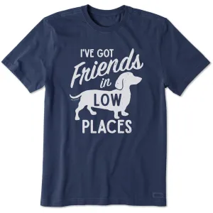 City Fashion Look Men's Friends in Low Places Dachshund Short Sleeve Tee